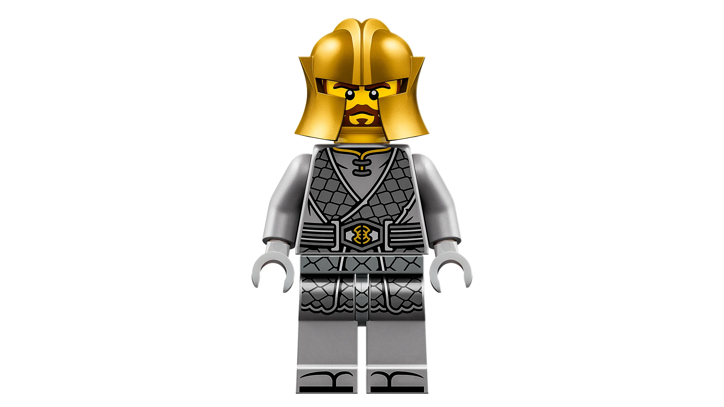 Prim-plan cu o minifigurină LEGO detaliată, posibil Maestru Elemental de Fier.