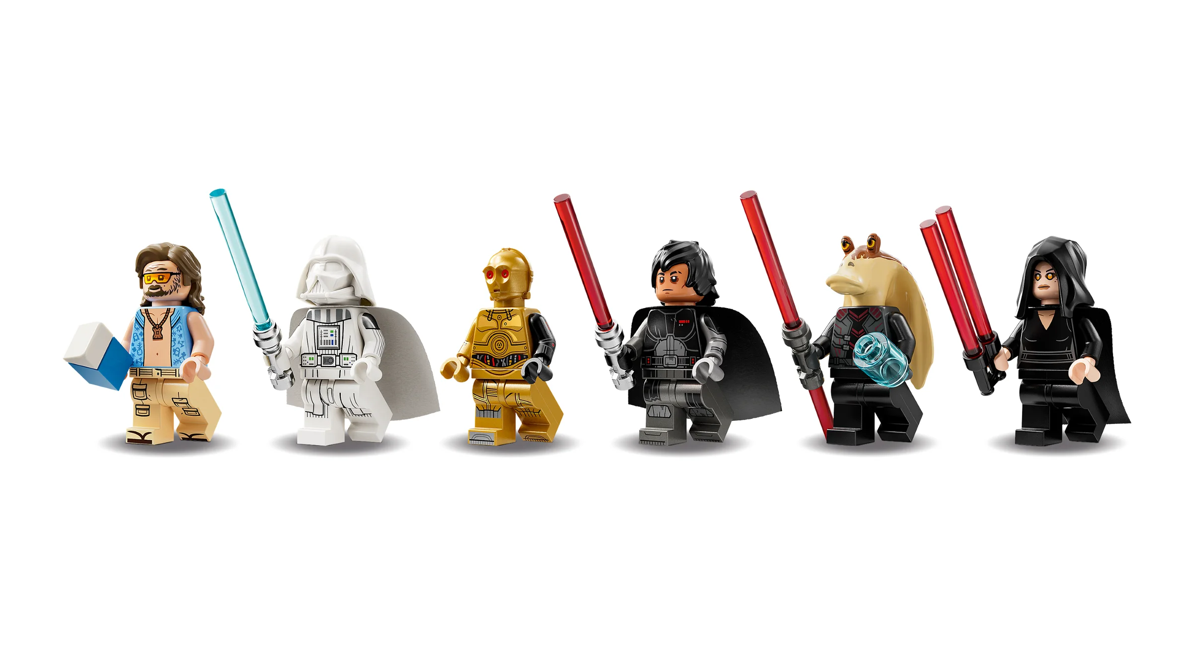 Prezentare detaliată a minifigurinelor Star Wars din set. Personaje diverse, design detaliat.