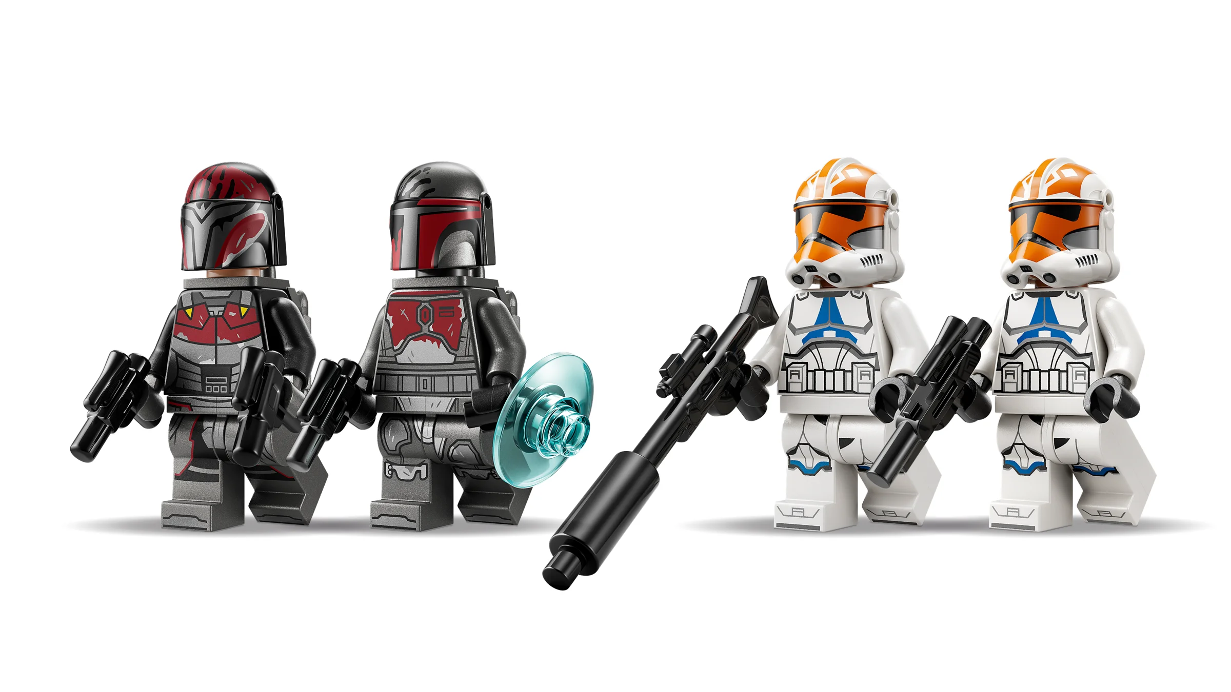 Imagine cu minifigurinele LEGO din setul Asediul Mandalorei: Mandalorieni și trupe clona 332.