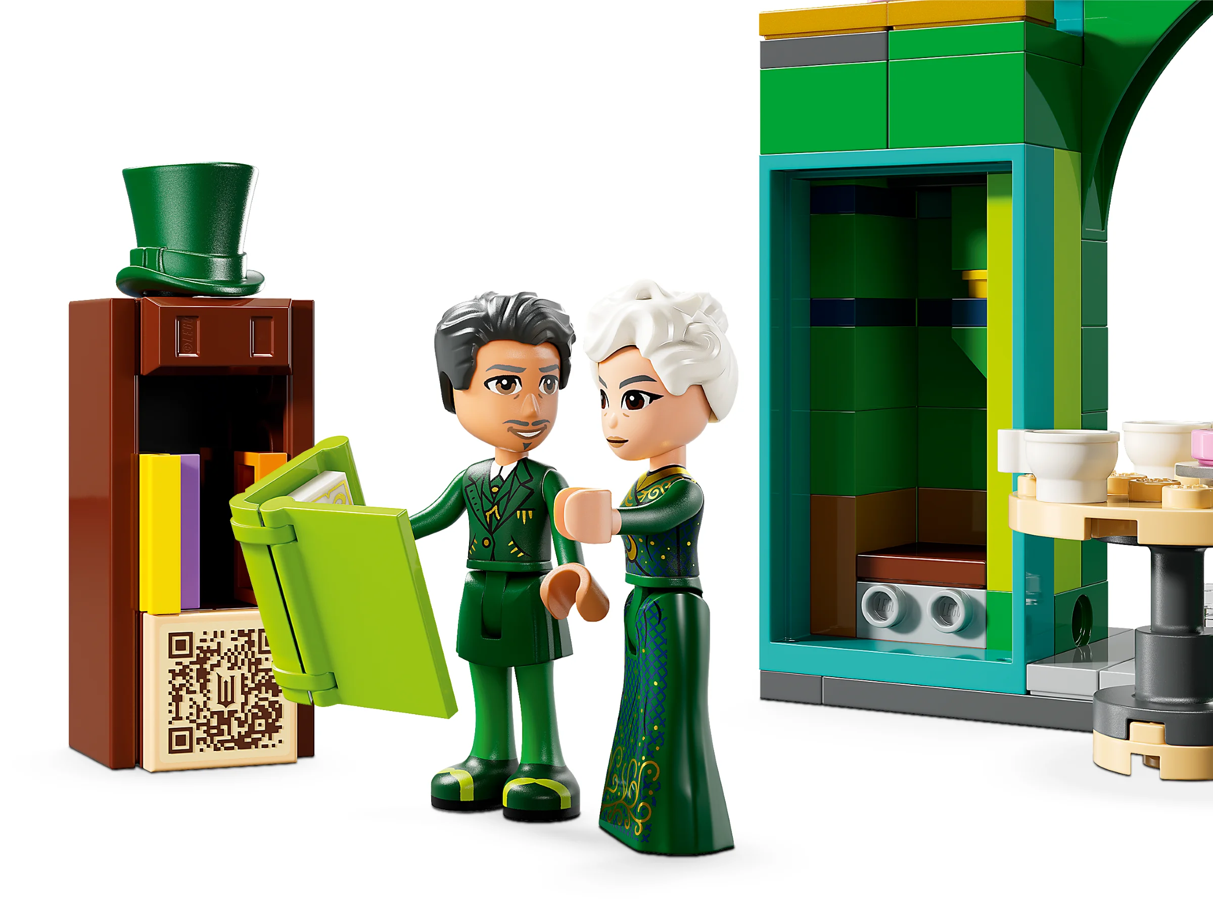 Prim plan cu minifigurinele și detaliile setului Lego Emerald City.