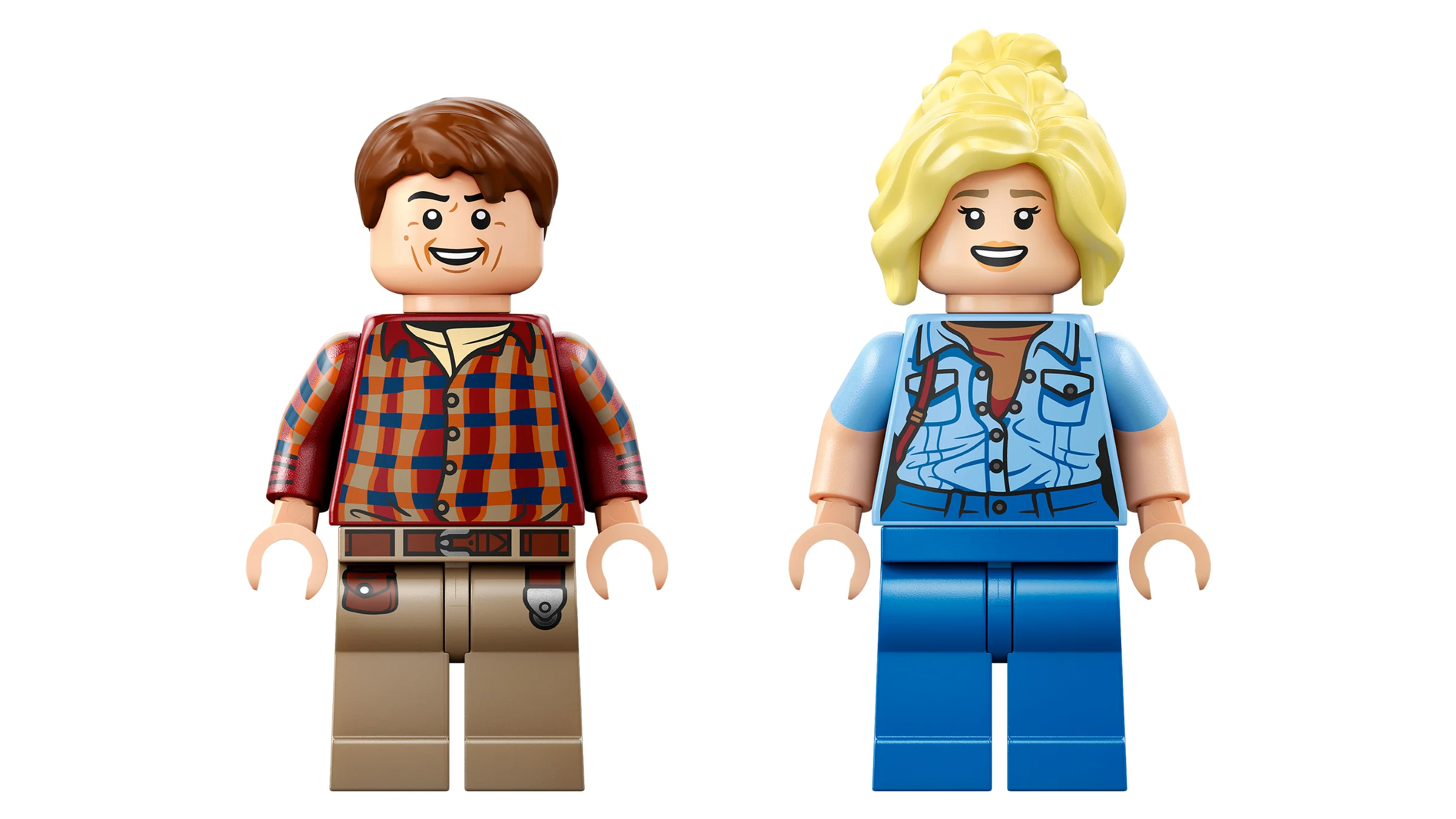 Imagine cu două minifigurine LEGO din setul Dinosaur Fossils: un bărbat și o femeie.