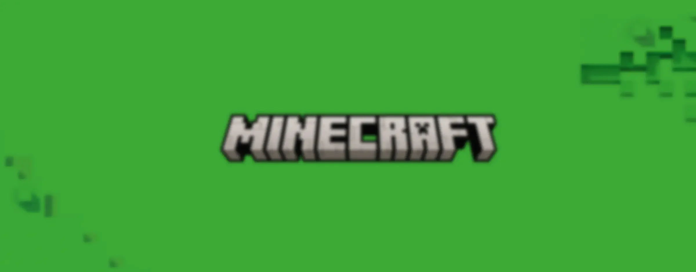 Sigla Minecraft pe un fundal verde. Reprezentare vizuală a jocului.