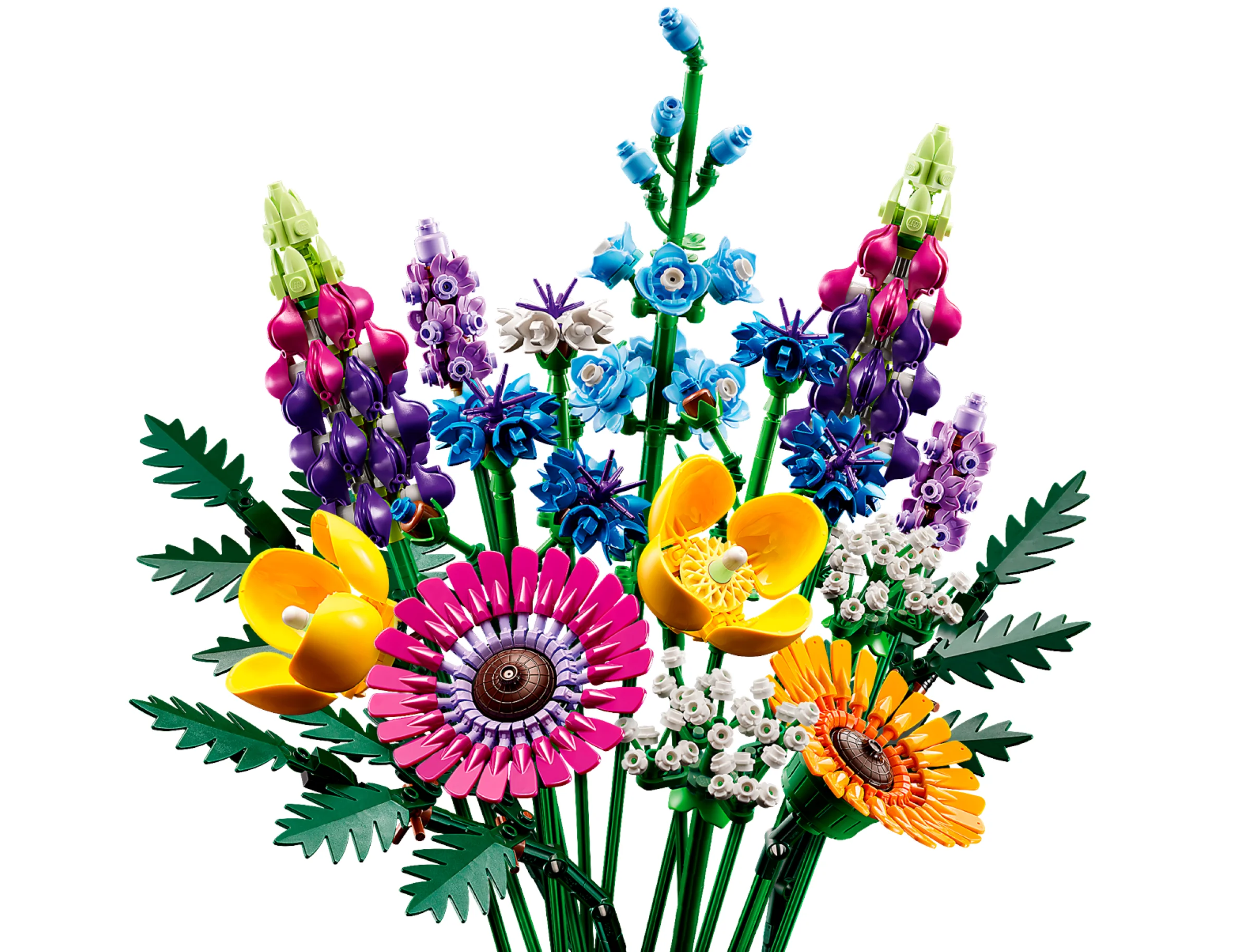 Imagine cu buchetul LEGO 10313 Wildflower Bouquet, un aranjament floral colorat și detaliat.