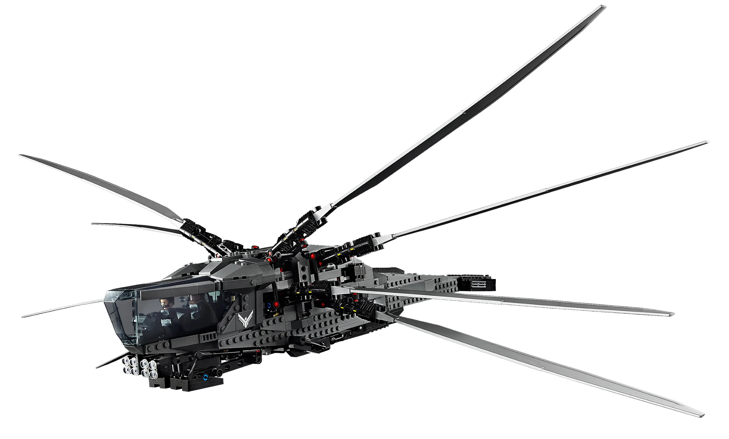Modelul LEGO Ornithopter Royal Atreides din Dune, detaliat și impresionant.