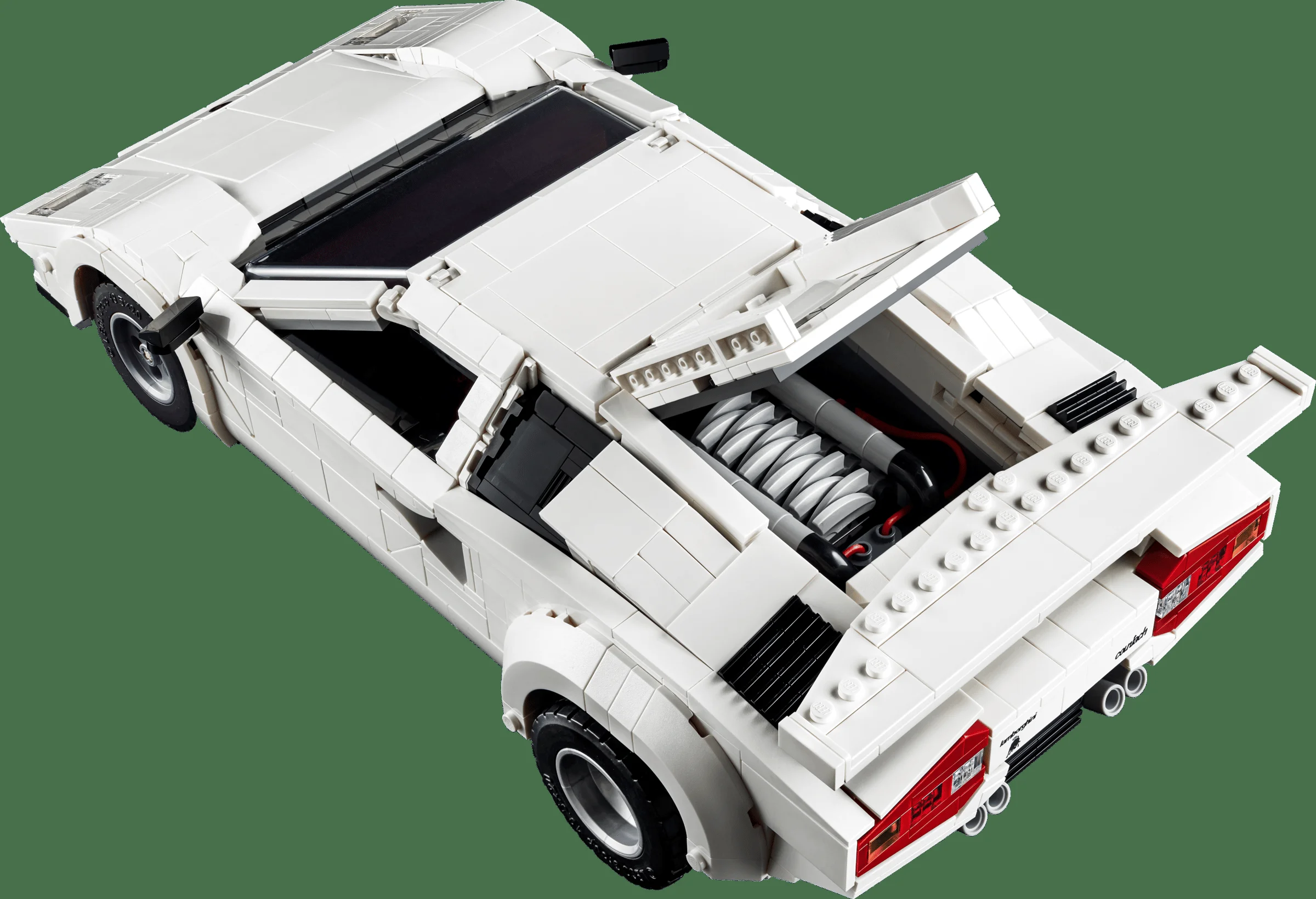 Lamborghini Countach alb, motorul vizibil. Detalii impresionante.