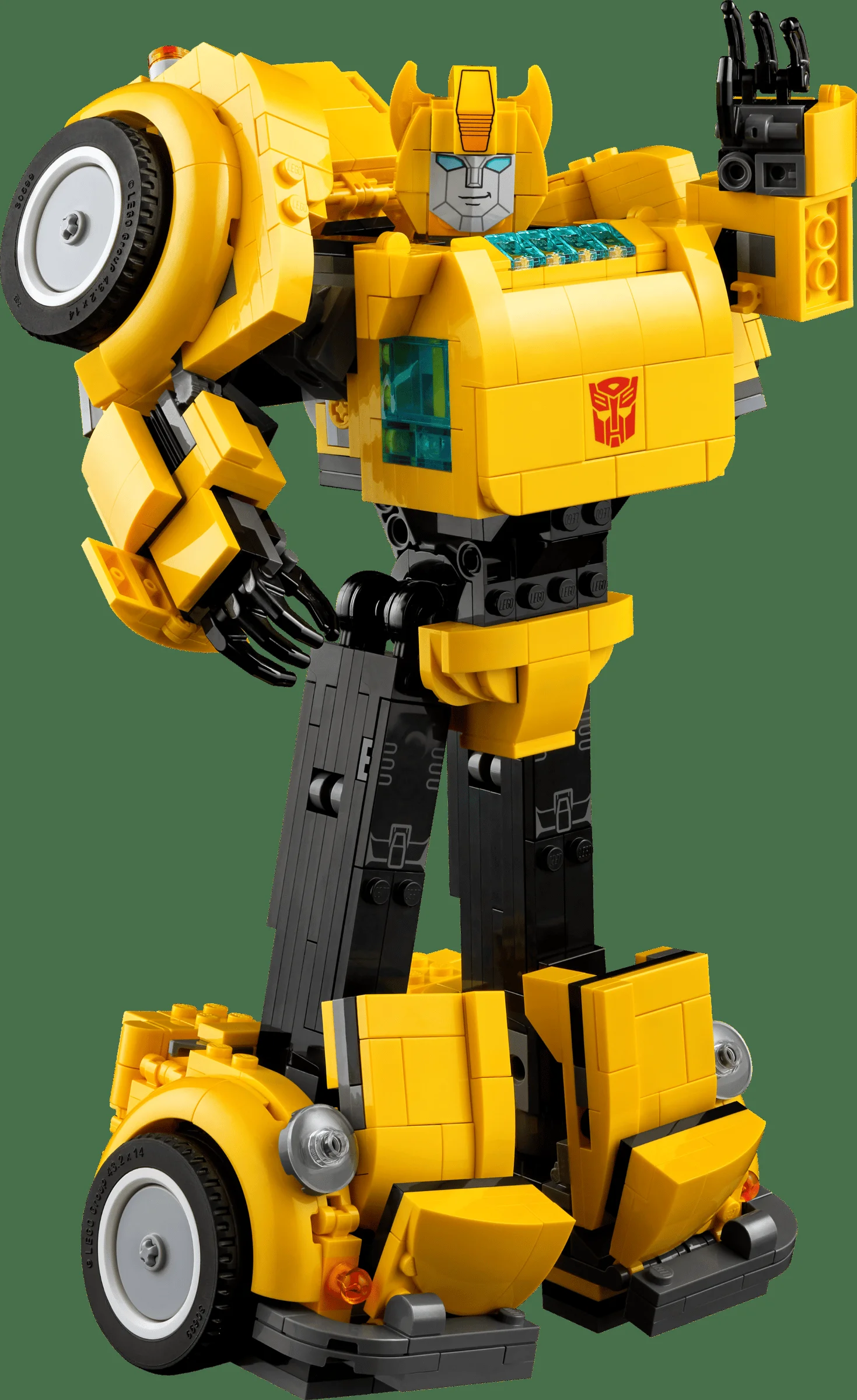 Imagine detaliată cu modelul LEGO Bumblebee, ce prezintă caracteristicile și designul său.