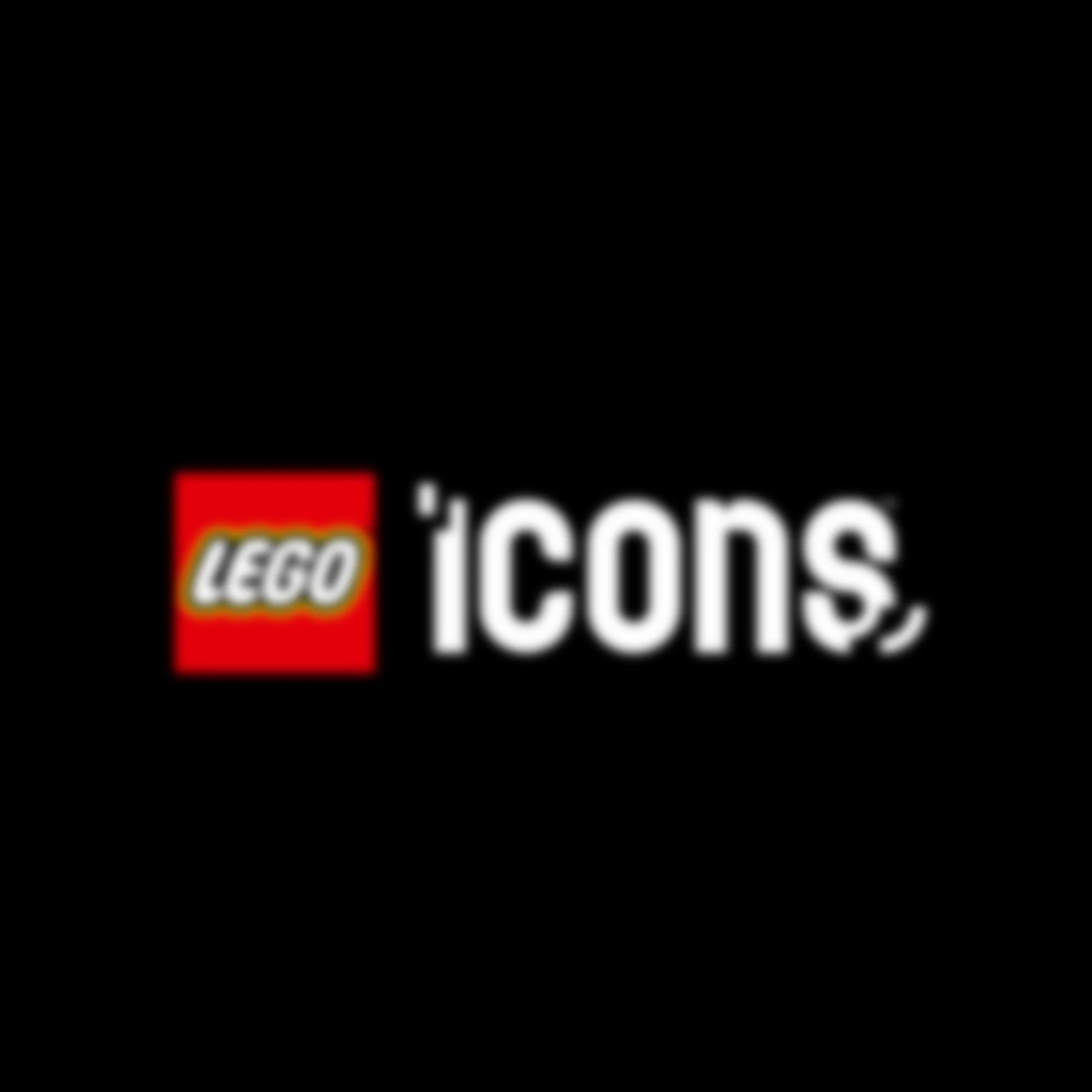 Sigla LEGO Icons, pe fond negru, prezentând marca și tema setului.