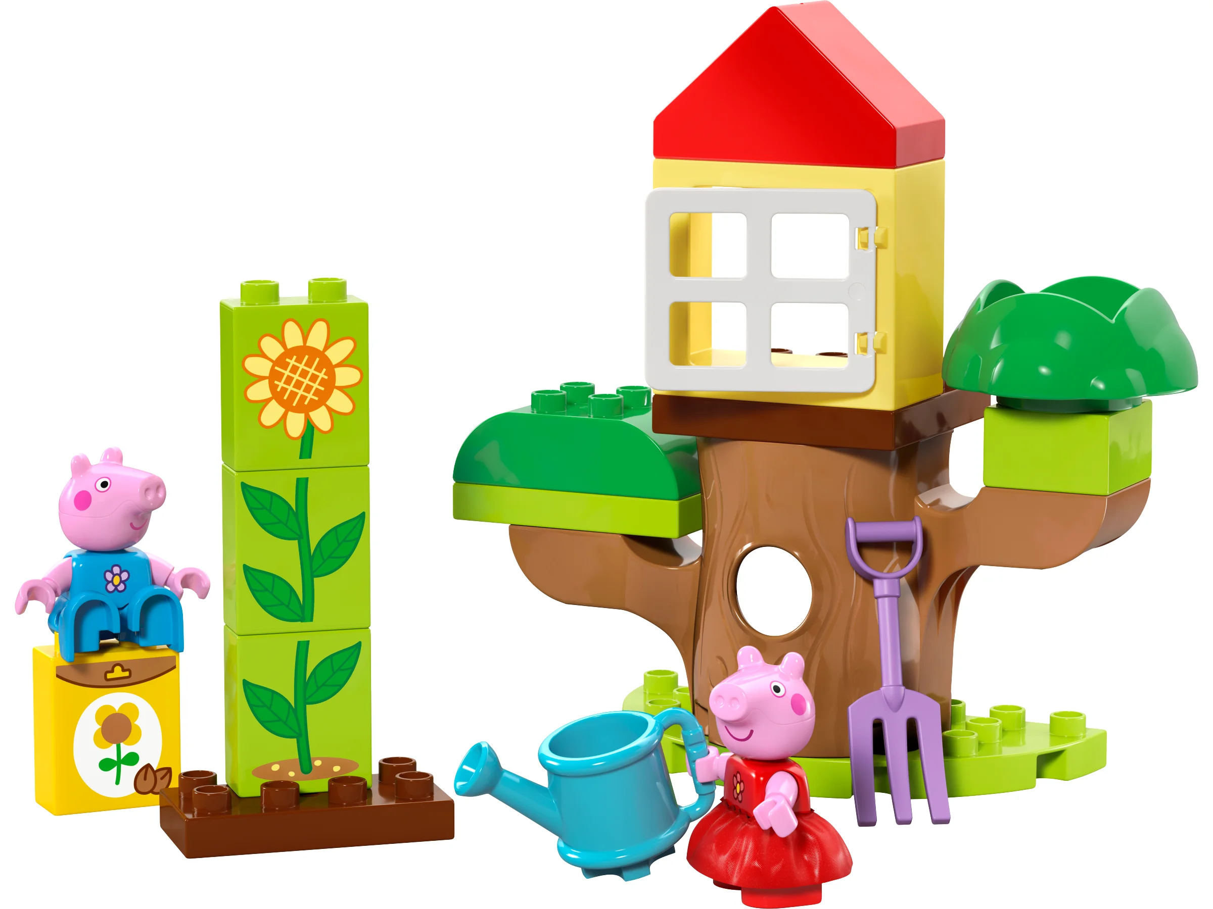 Peppa Pig și prietenii se joacă în grădină și în căsuța din copac LEGO® DUPLO®. Distracție creativă!