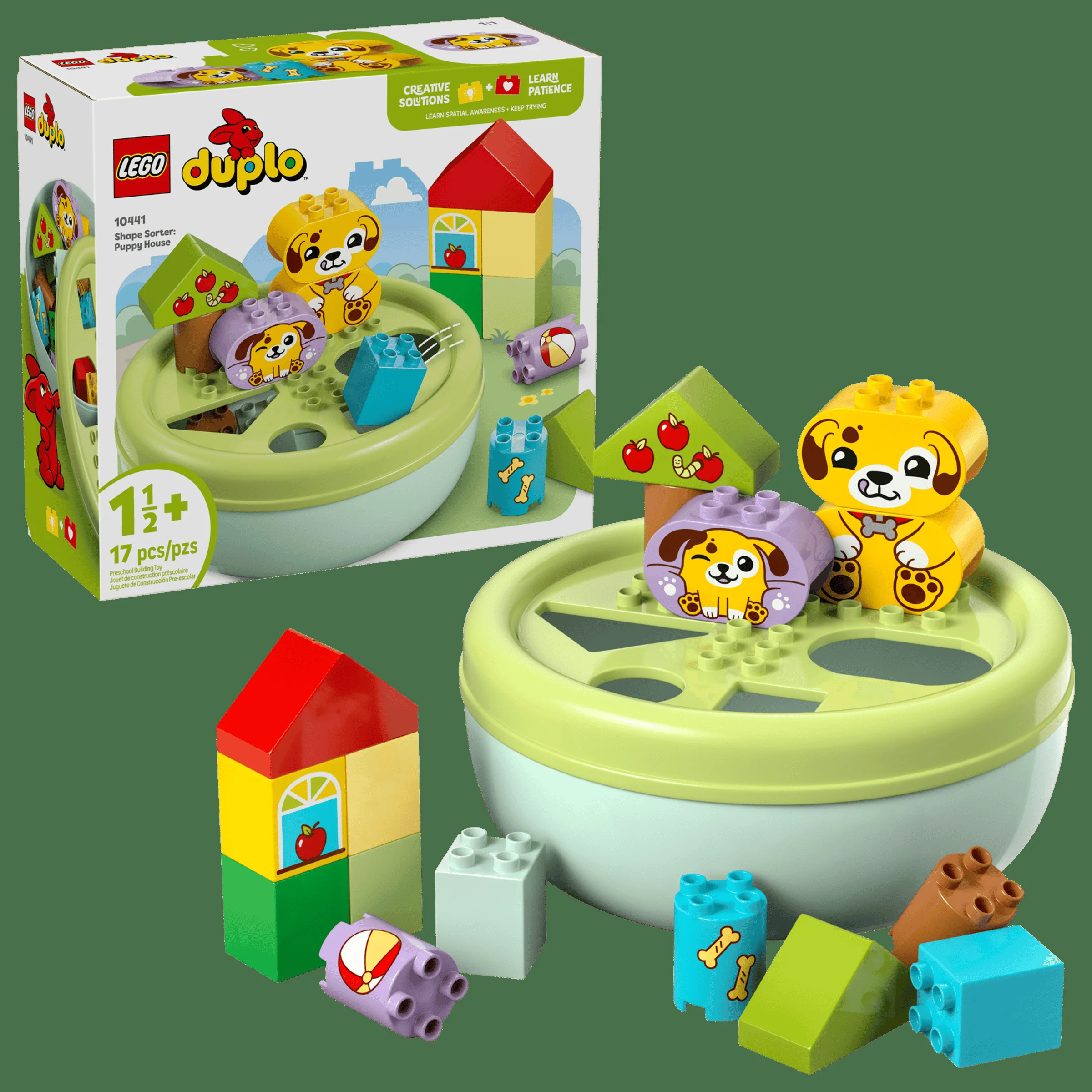Imagine cu setul LEGO Duplo 10441, ce include sortatorul de forme și cățelușul adorabil.