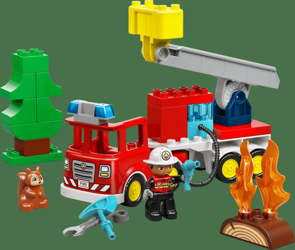 LEGO 10473 - LEGO Duplo 10473 Mașina de Pompieri cu Furtun: O Primă Misiune de Salvare