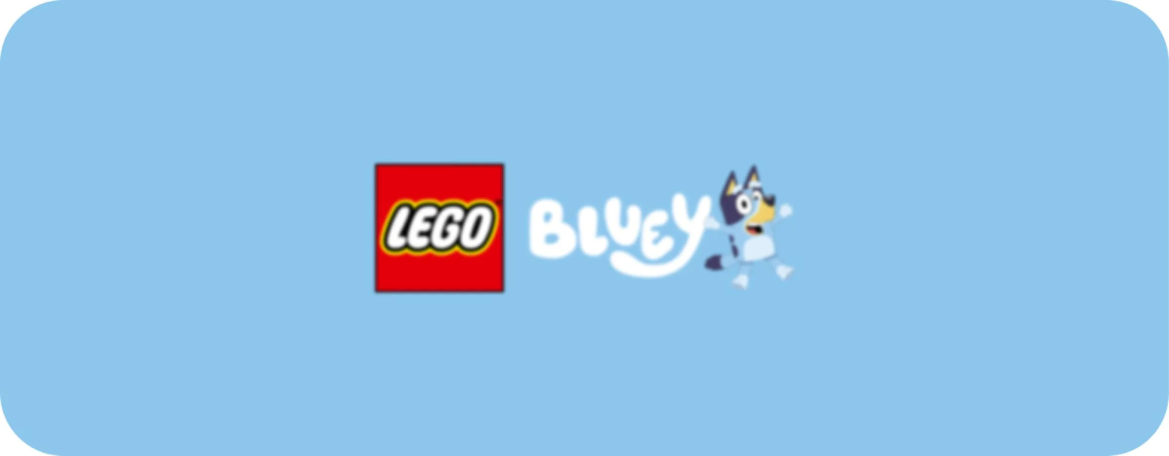 Sigla LEGO Bluey pe un fundal albastru deschis. O colaborare distractivă!
