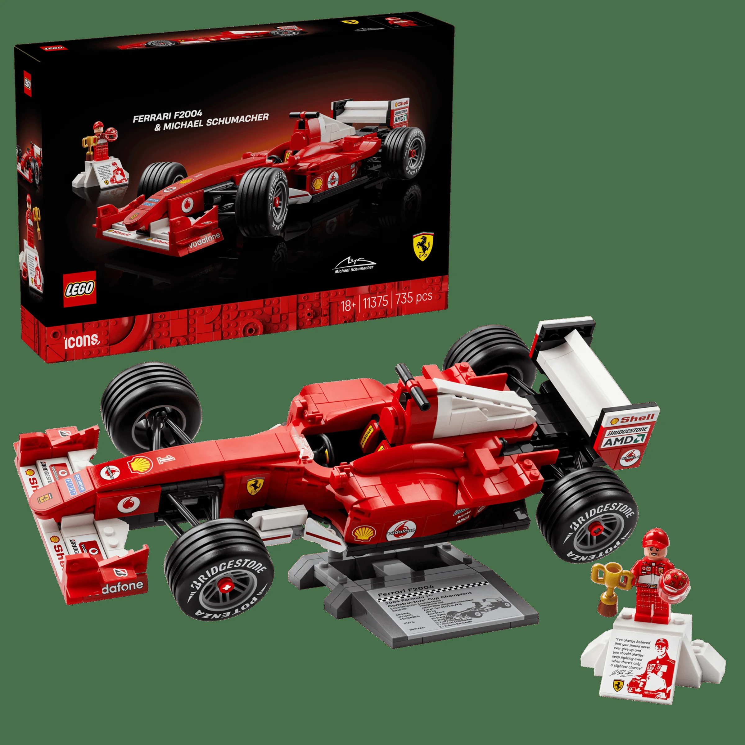 LEGO 11375 - Recenzie LEGO Icons 11375 Ferrari F2004 și Michael Schumacher: O legendă din piese