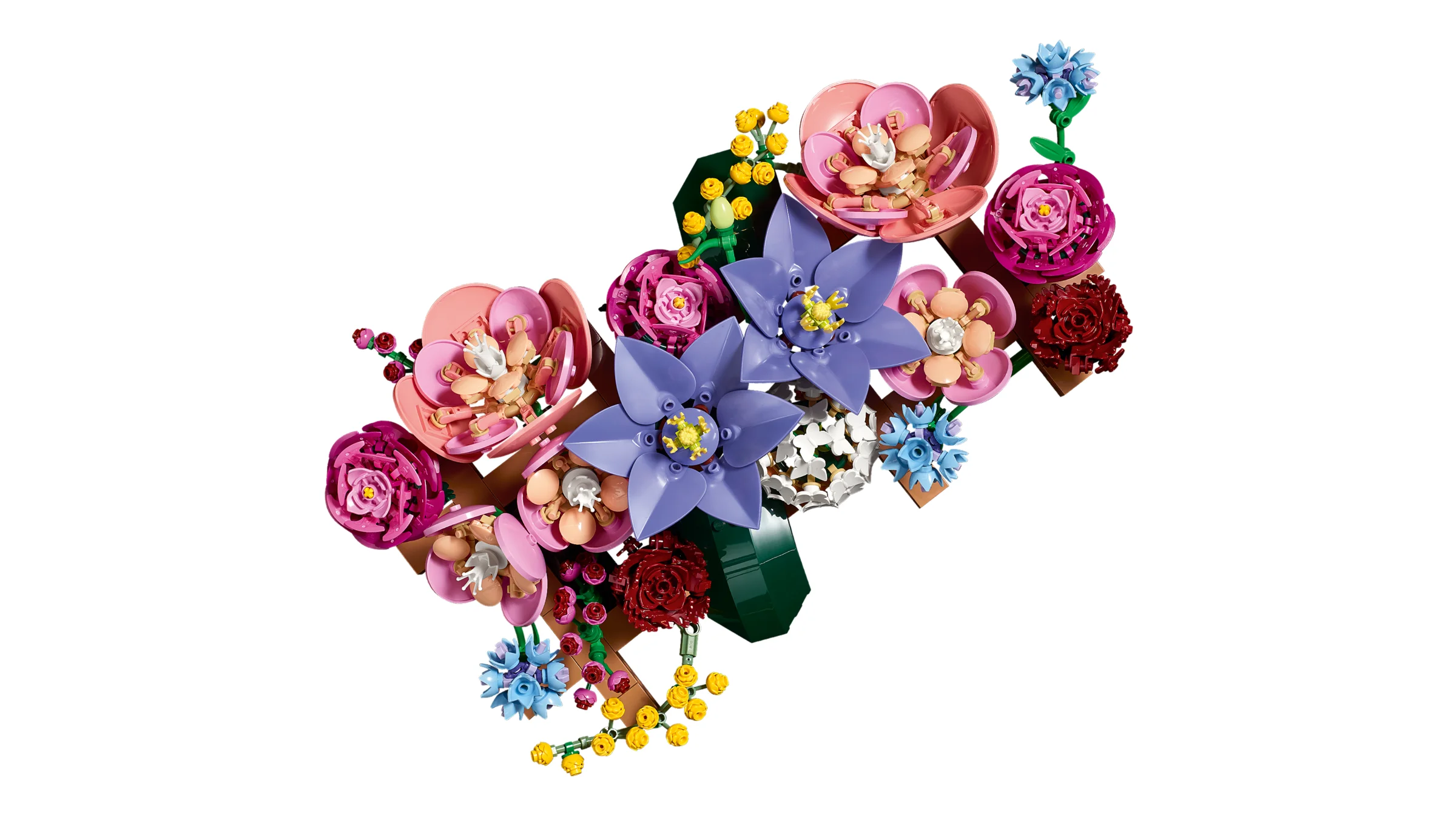 Imagine detaliată a setului LEGO 11503, 'Flower Wall', cu flori colorate și diverse.