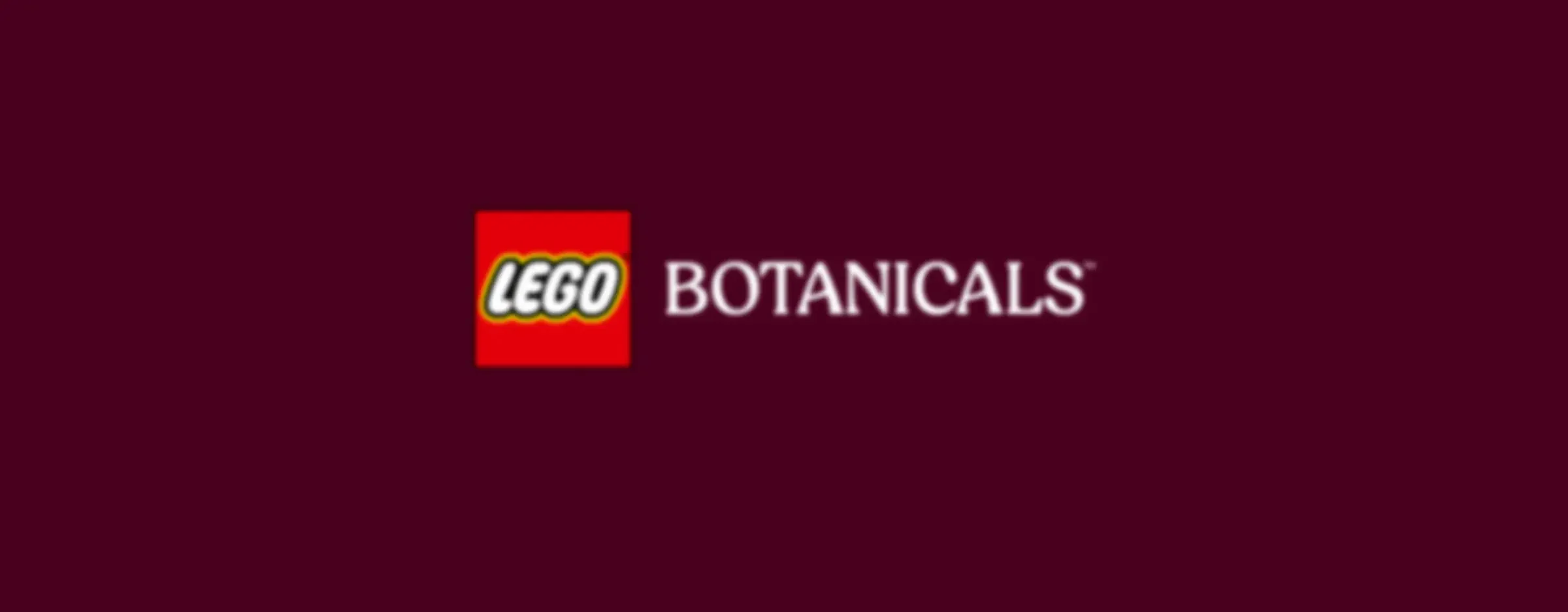 Logo-ul LEGO Botanicals pe un fundal vișiniu închis.