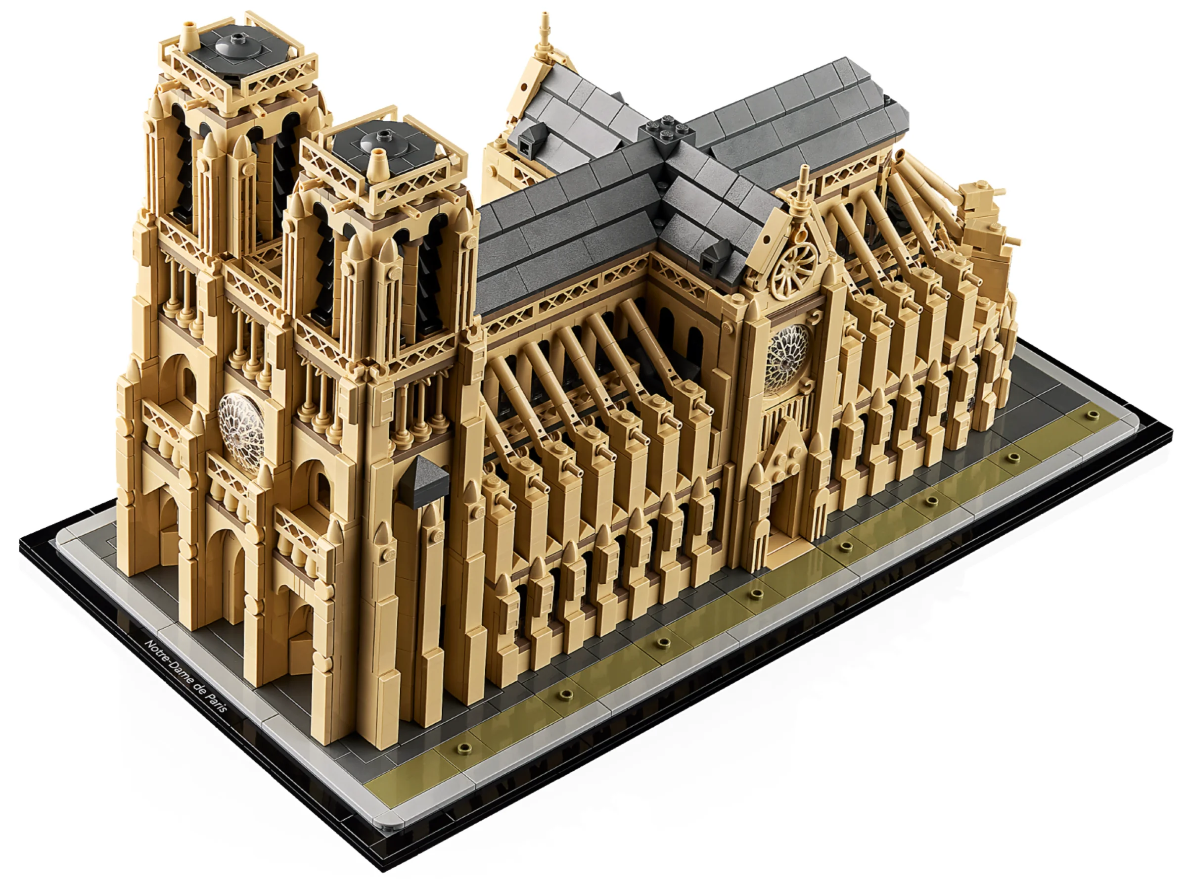 Modelul LEGO Notre-Dame de Paris, detaliat și elegant. O replică impresionantă a celebrei catedrale.