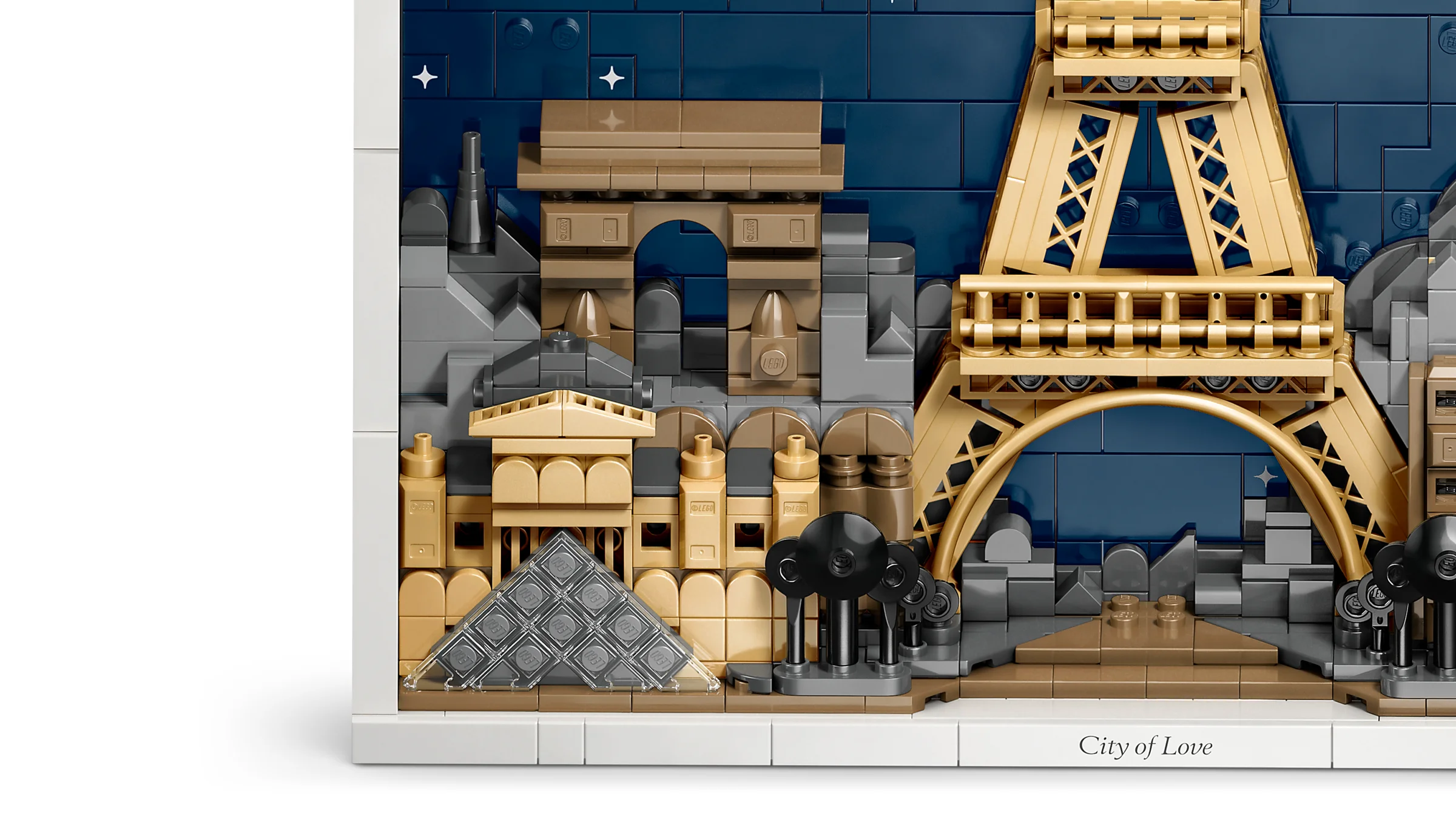 Prezentare detaliată a setului LEGO Arhitectură Paris, o imagine stilizată a orașului.
