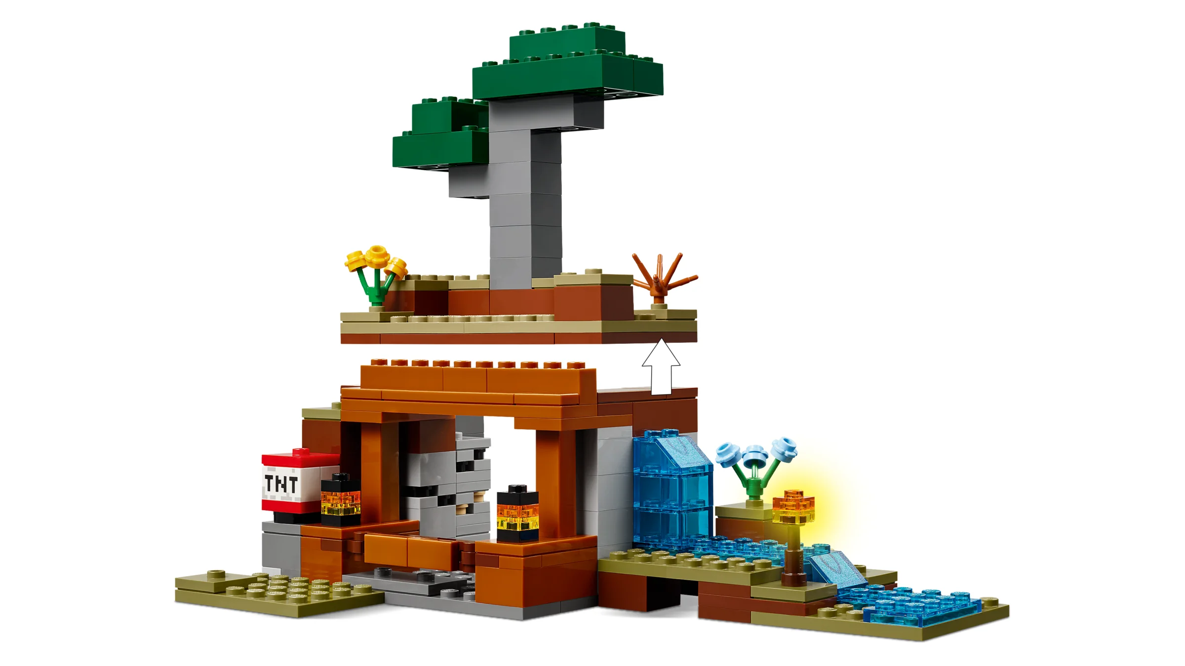 Imagine a setului LEGO Minecraft 21269. Explodează mina cu TNT!