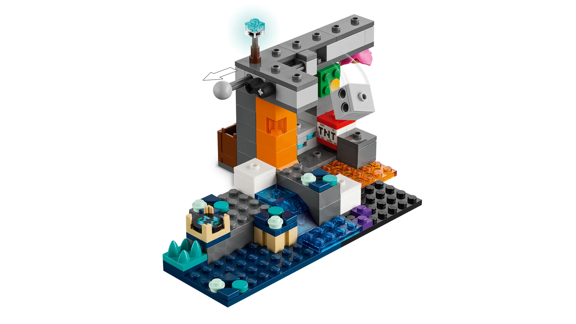 Model LEGO Minecraft detaliat, cu caracteristici interactive și elemente ambientale. Perfect pentru joc și expunere.