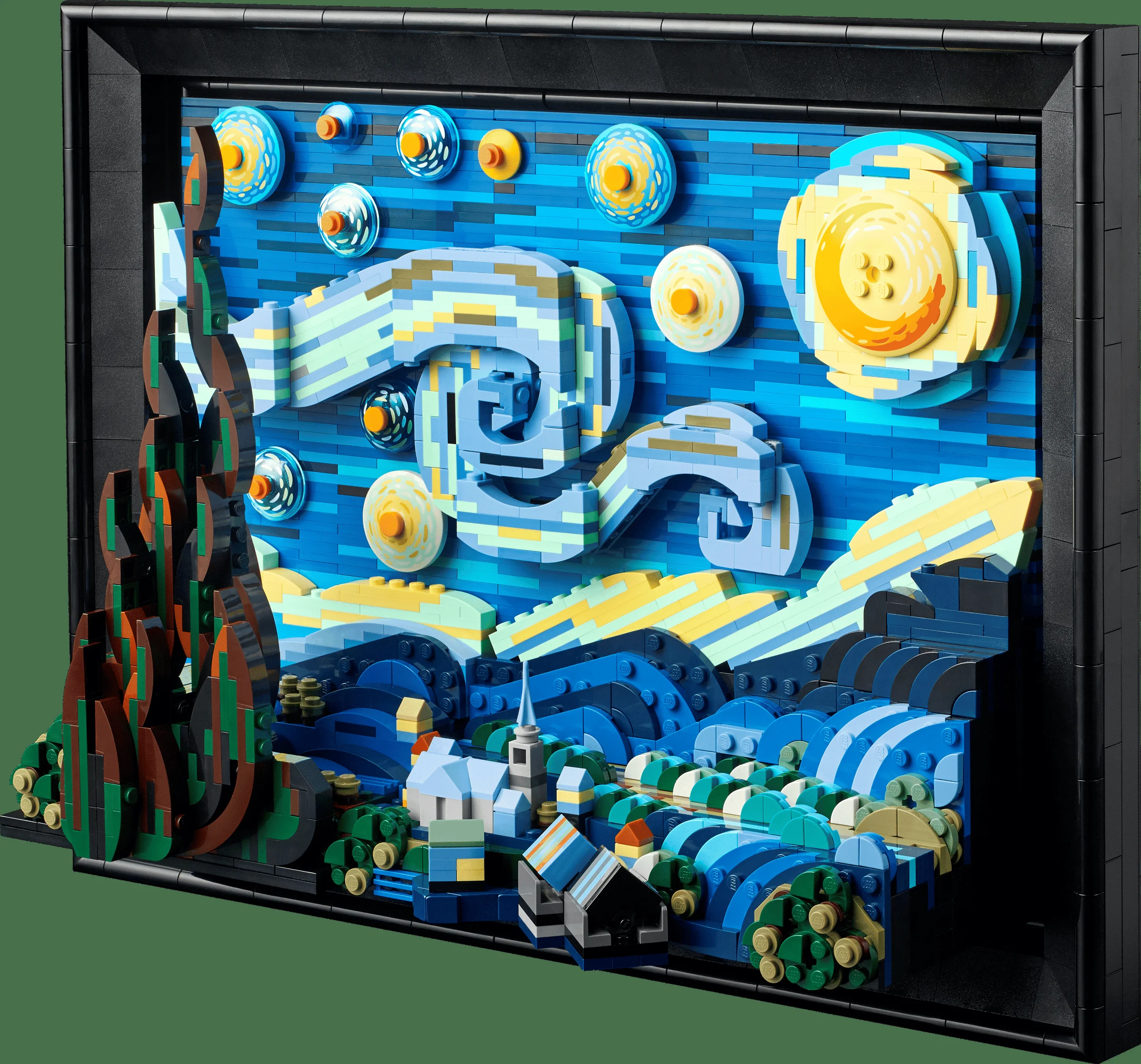 O imagine detaliată a modelului LEGO Starry Night. Recreere uimitoare!