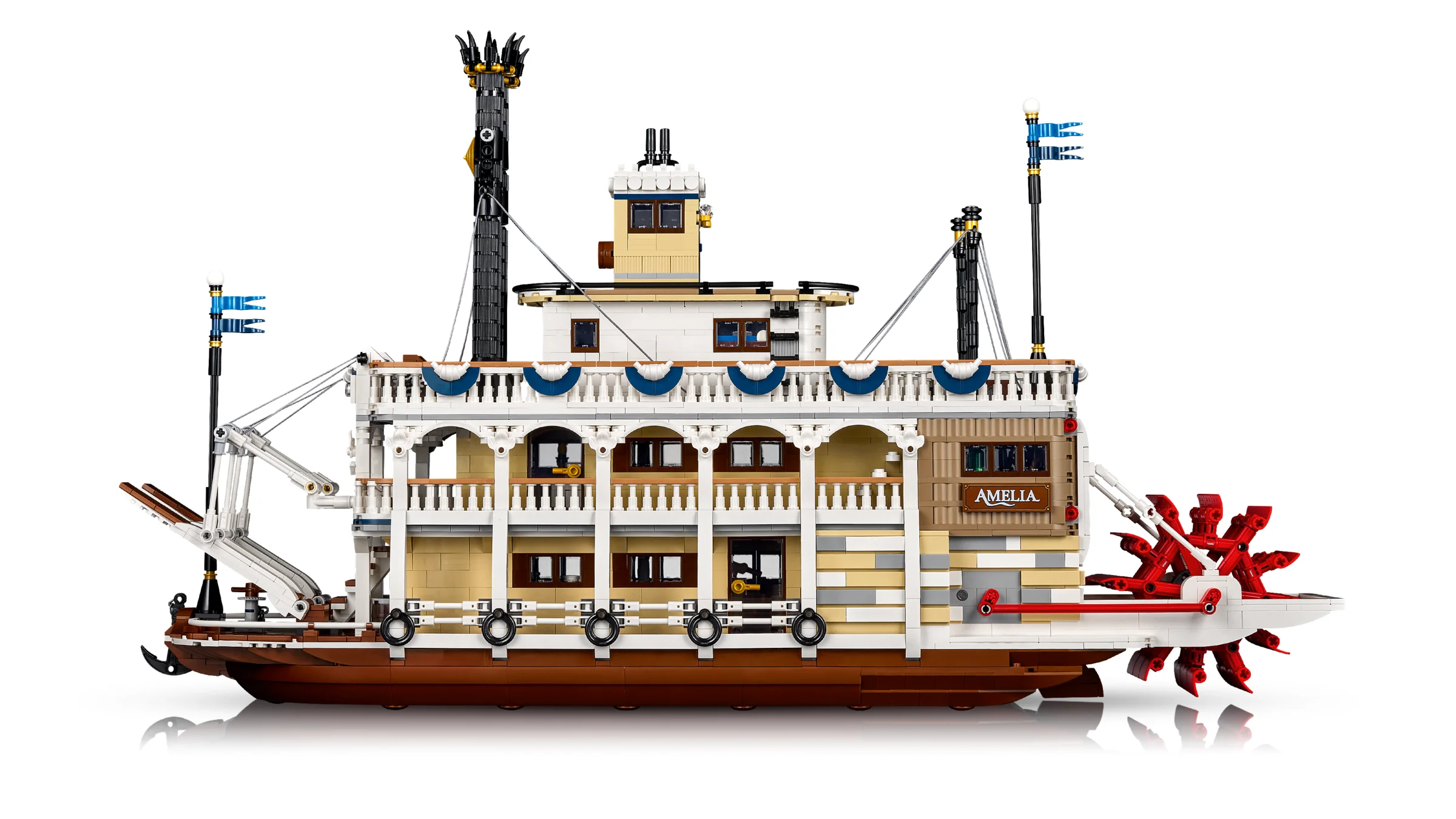 Vaporul cu zbaturi „Amelia”, un model LEGO Ideas detaliat. Un design complex și elegant.