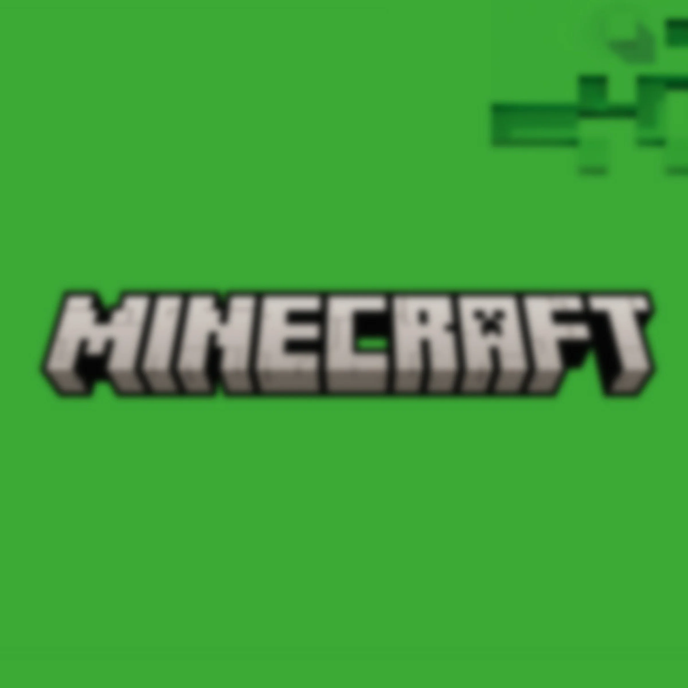 Logo-ul Minecraft pe un fundal verde. Imagine neclară.