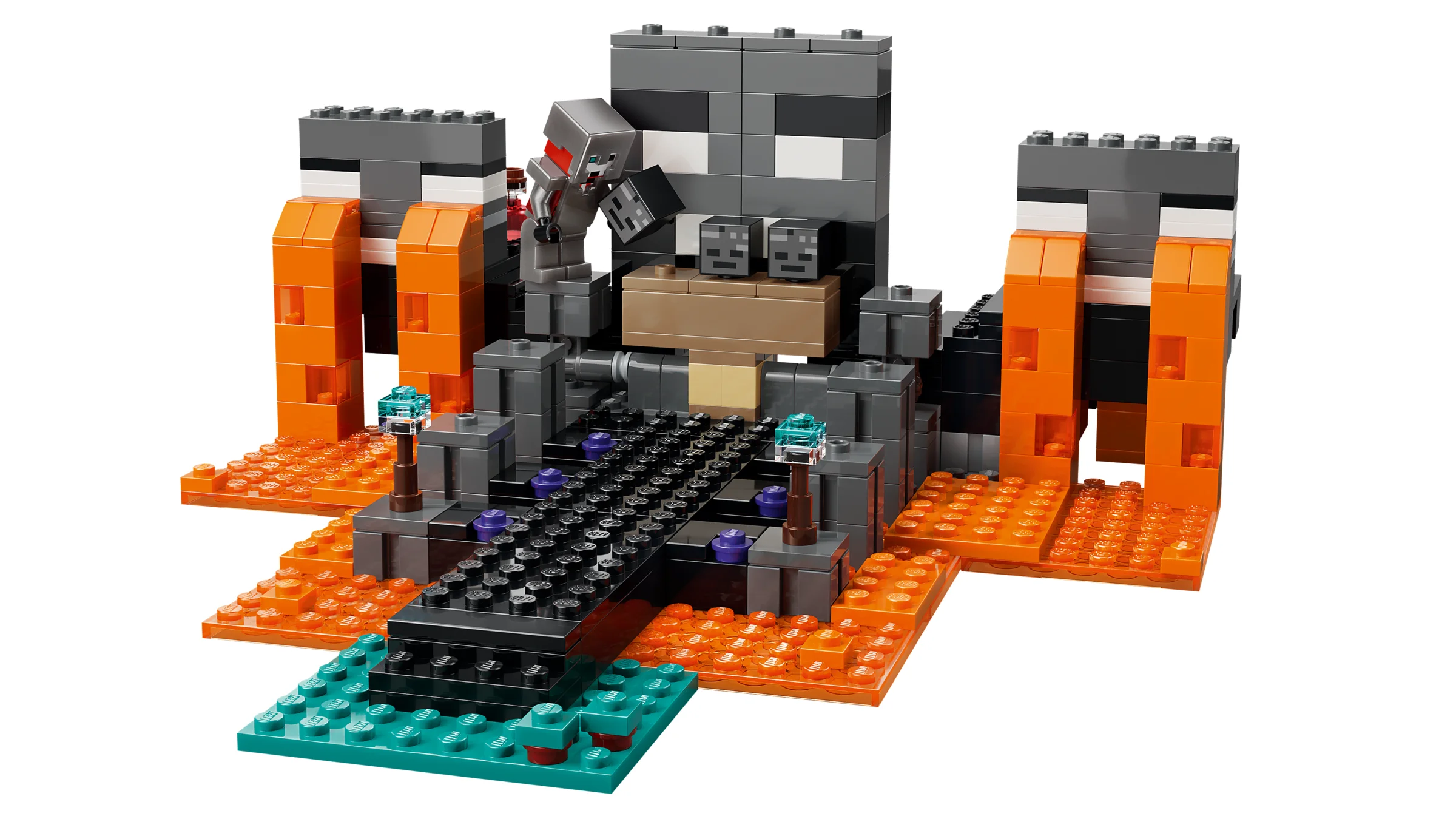 Imagine cu setul LEGO Minecraft Bătălia Wither, detaliind construcția și minifigurina Wither.
