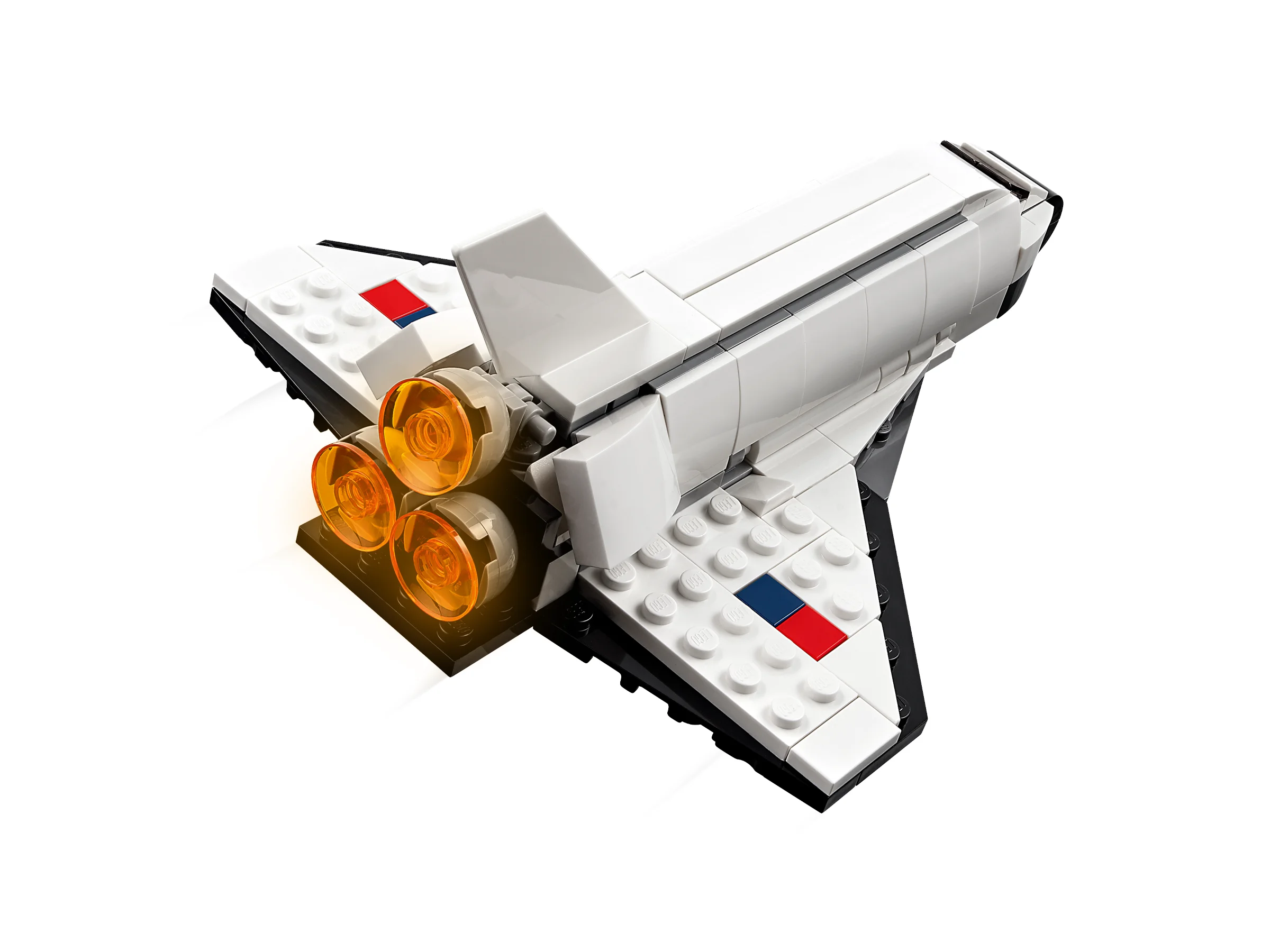 Modelul navetei spațiale LEGO Creator 31134, detaliat și realist.
