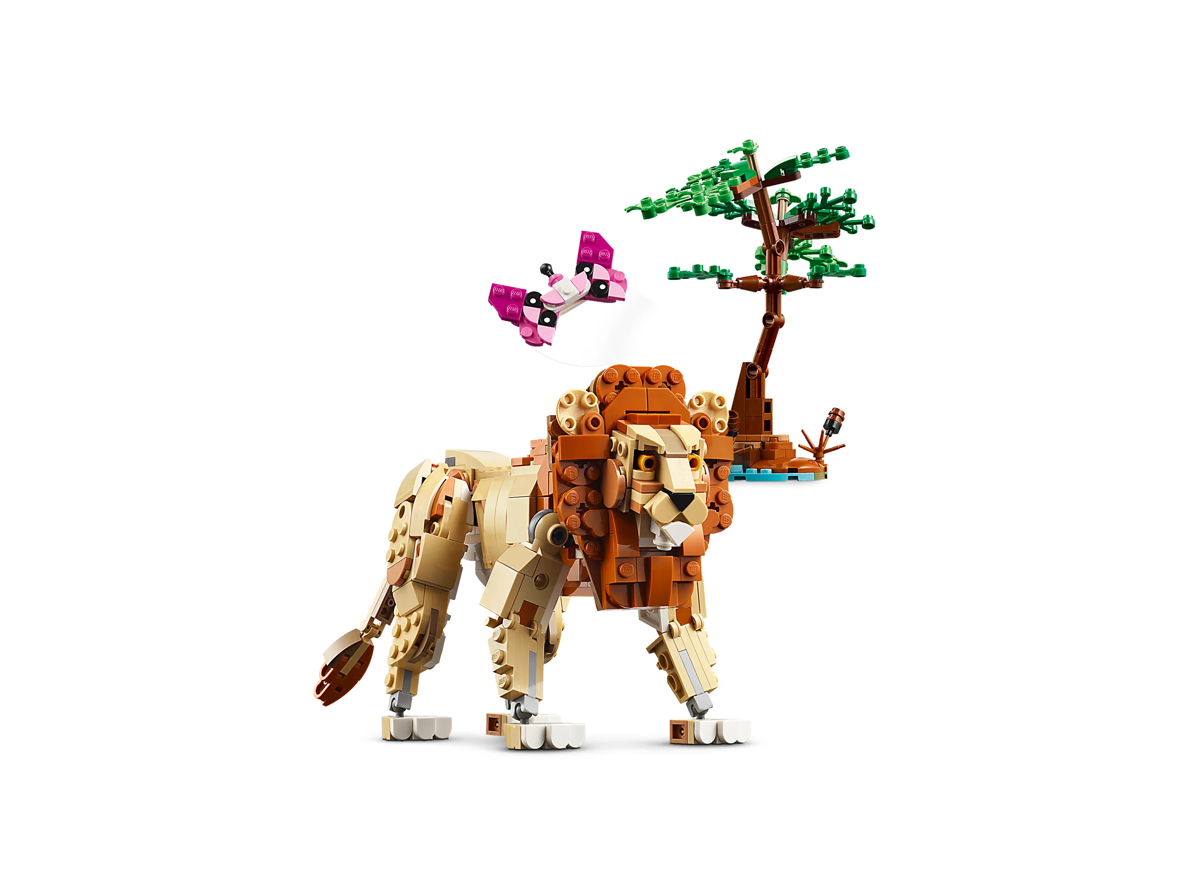 Leu LEGO Creator, copac și fluture viu colorat. Un set minunat pentru joacă creativă.
