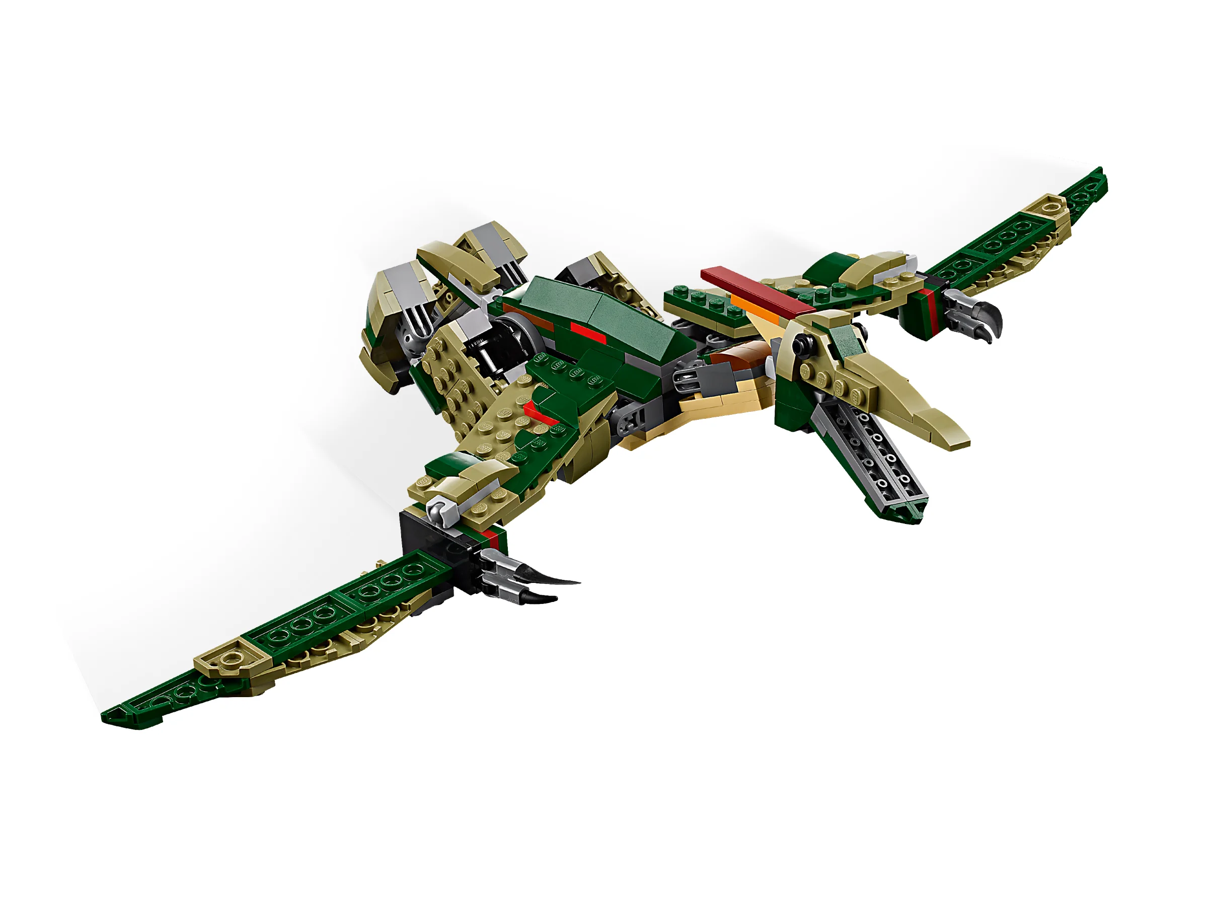 Imagine cu Pterodactilul LEGO Creator 31151, un model verde-maro detaliat.