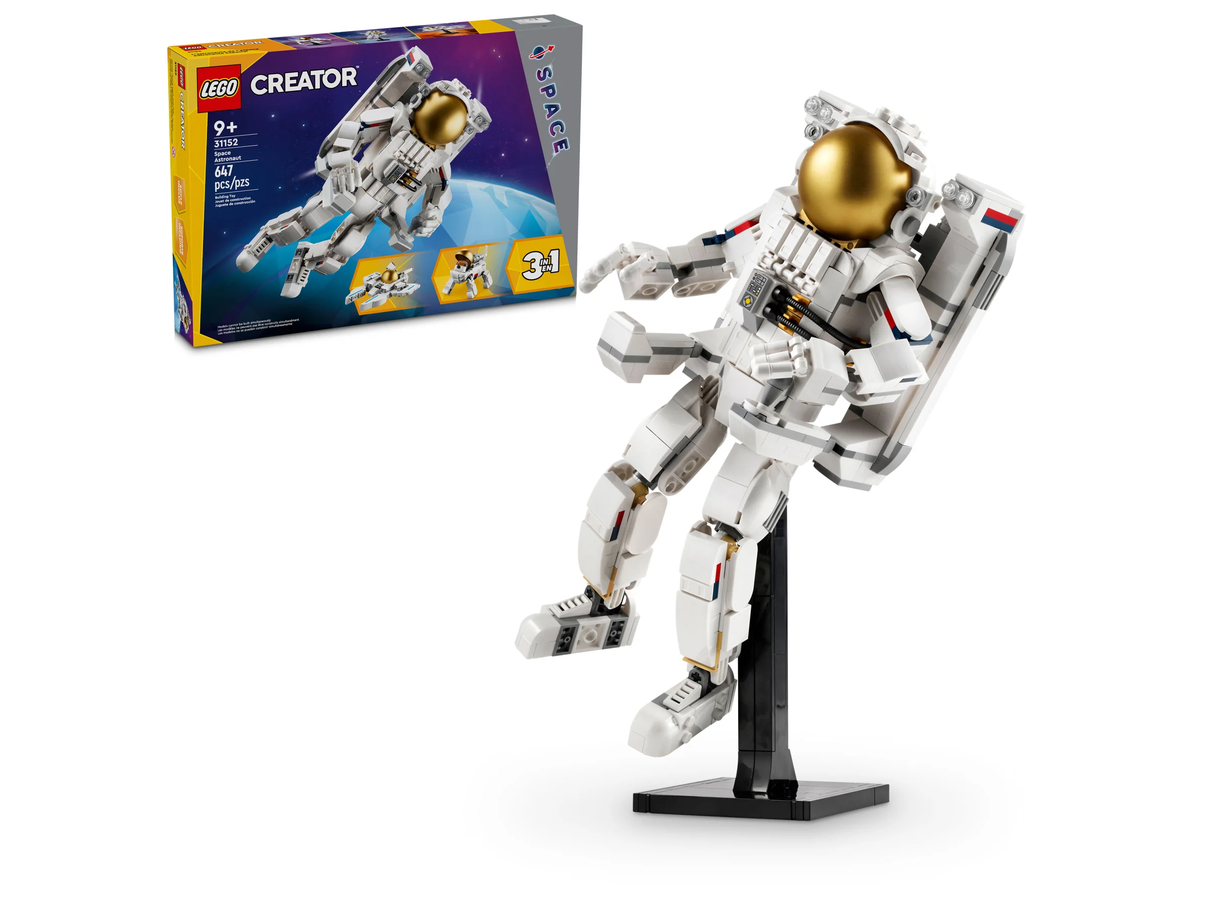 Astronaut LEGO Creator 31152 și cutia setului. Un cadou perfect pentru pasionații de spațiu!
