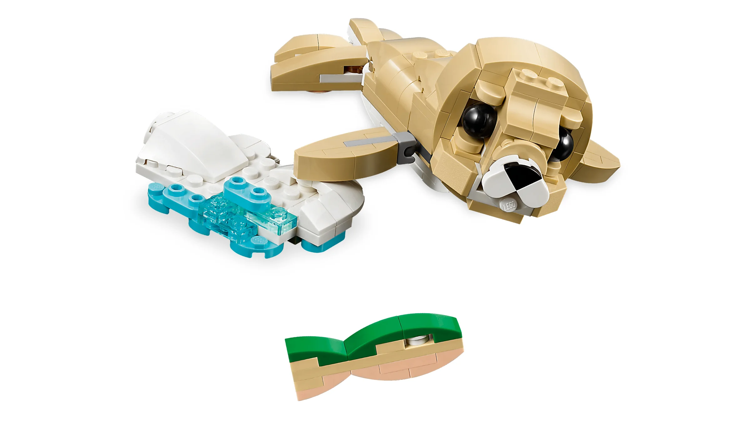 Un set LEGO Creator 31162 cu un pui de focă adorabil pe o banchiză de gheață.