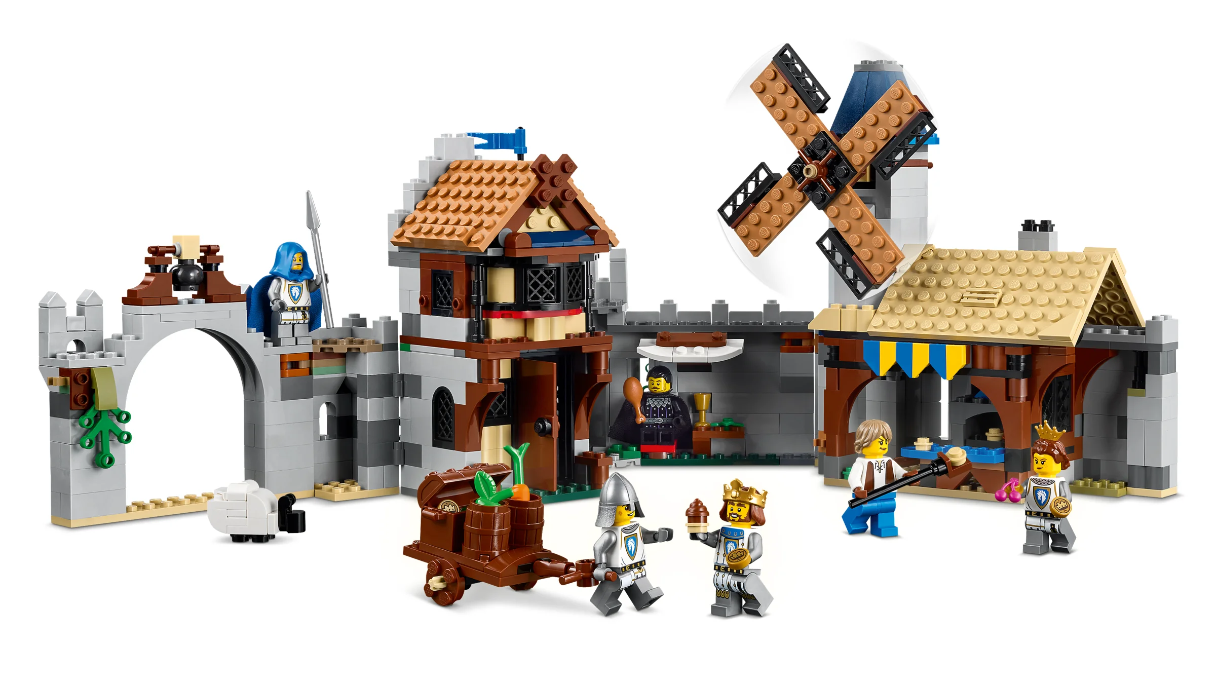 Castel medieval LEGO 31168 cu cavaler și detalii istorice. Ideal pentru joacă creativă.