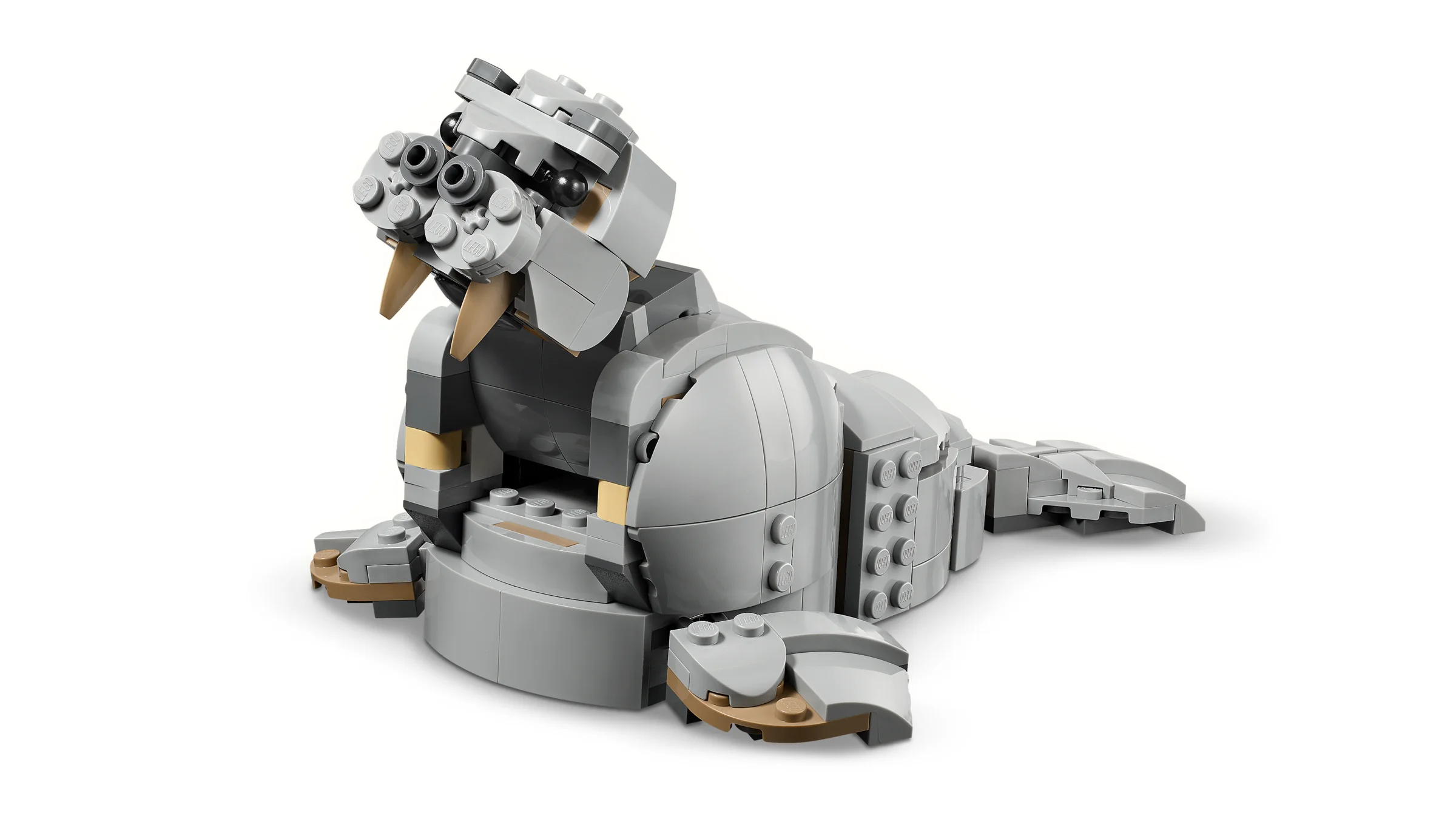 Rinocerul majestuos LEGO Creator 31171, gri, în prim plan, cu detalii realiste.