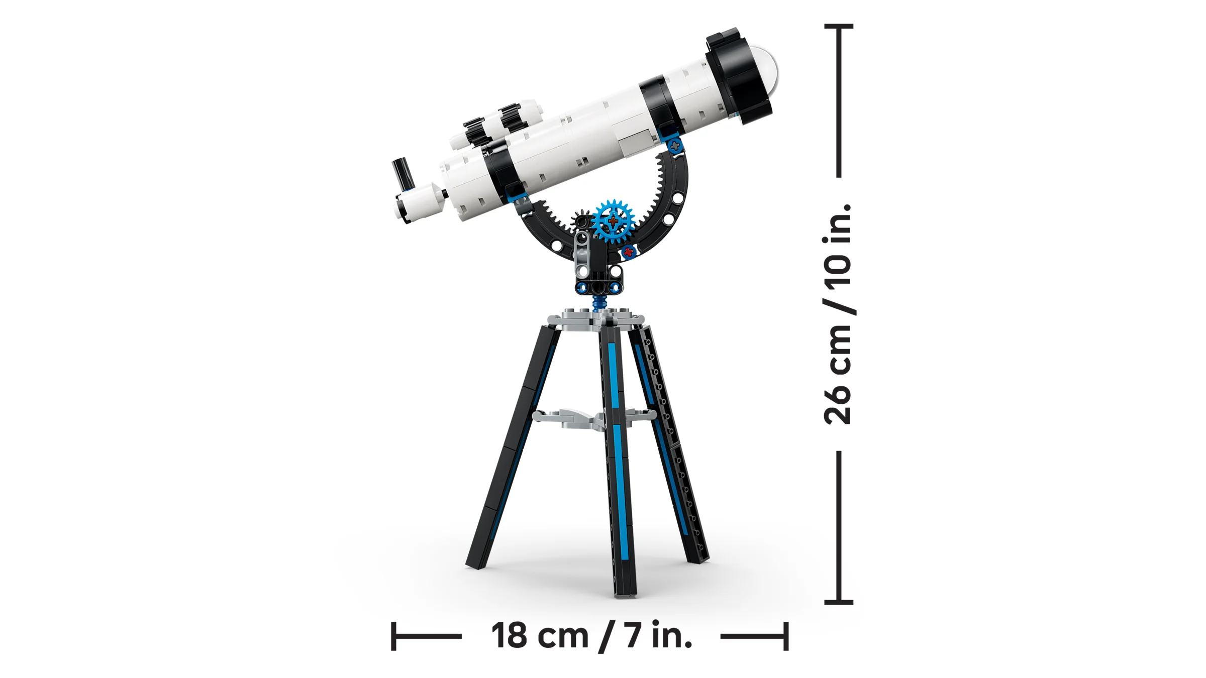 Imagine cu telescopul LEGO Creator Space Exploration, alb și negru, pe un fundal alb.