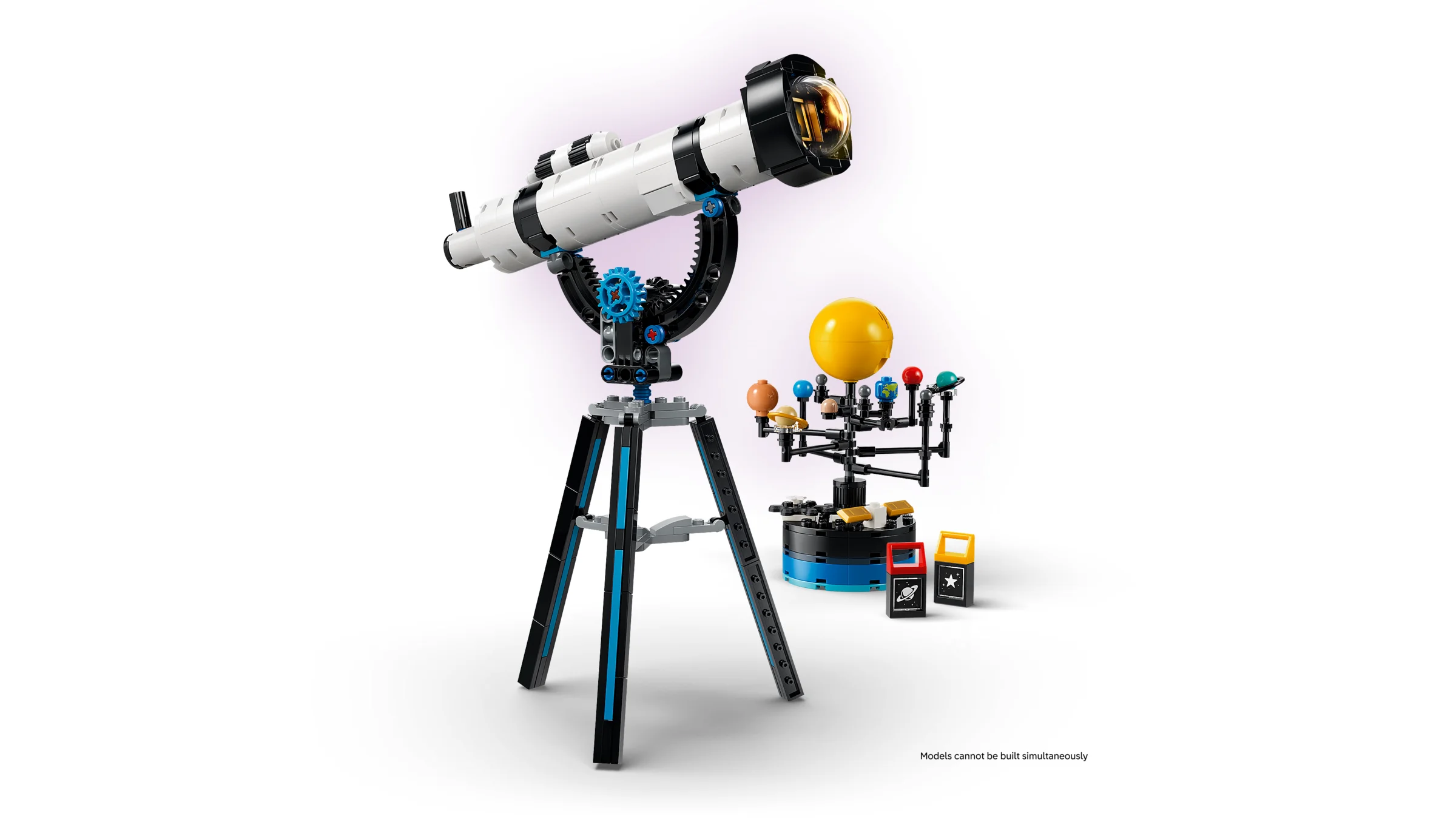 Imagine cu telescopul spațial LEGO 31378 și modelul sistemului solar. Un set captivant pentru exploratori.
