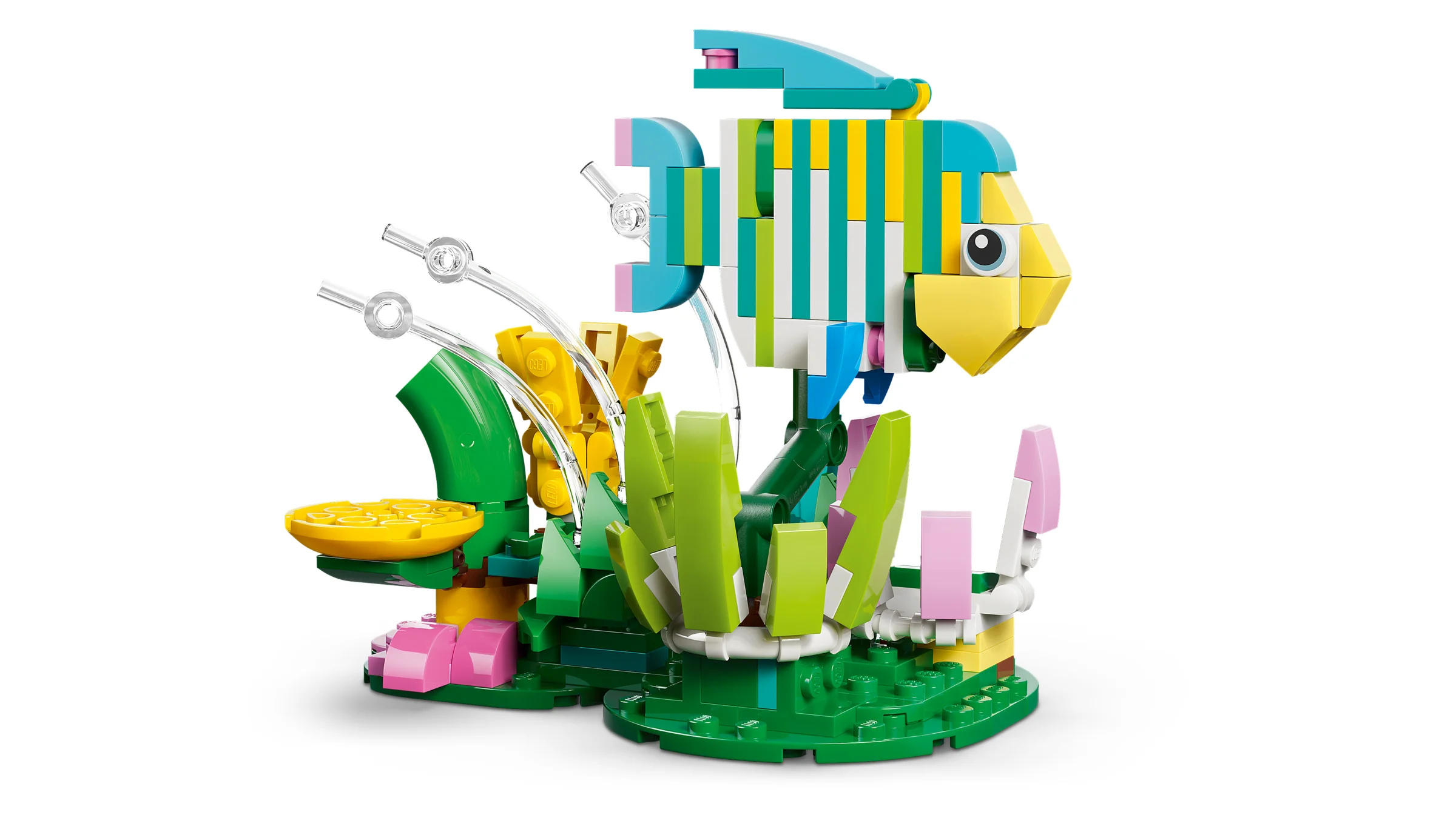 Prezentare a modelului LEGO 31384: Colibri colorat, cu detalii despre design și culori.