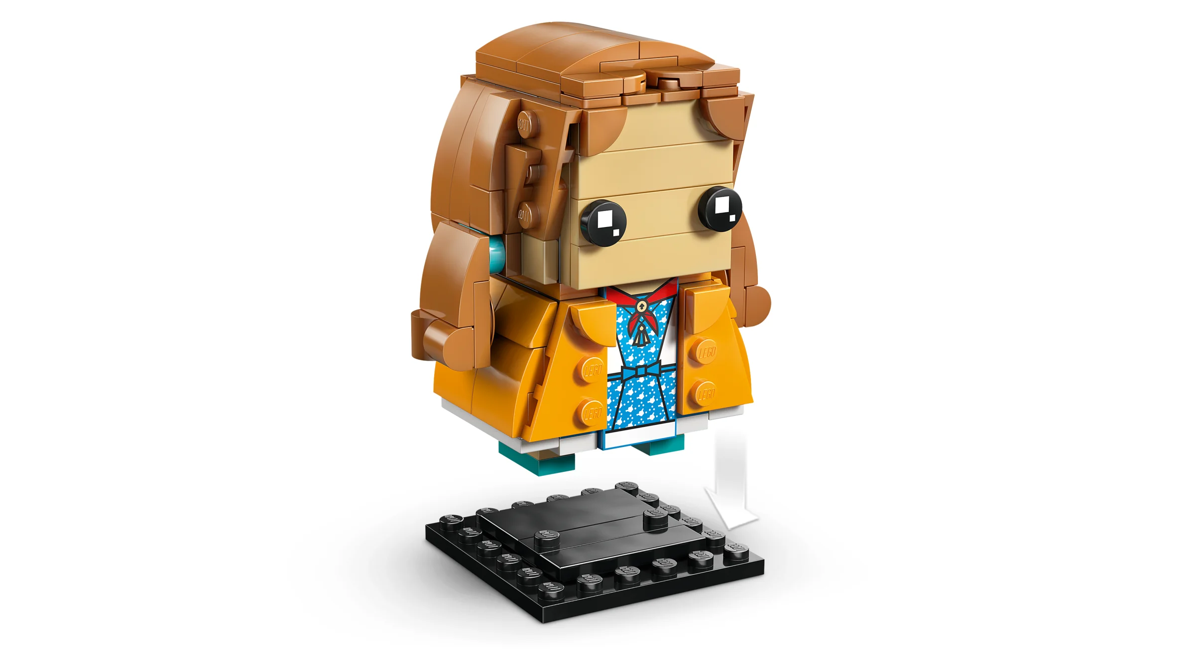 Figurină Max BrickHeadz, desprinsă de suport. Imagine clară și detaliată.