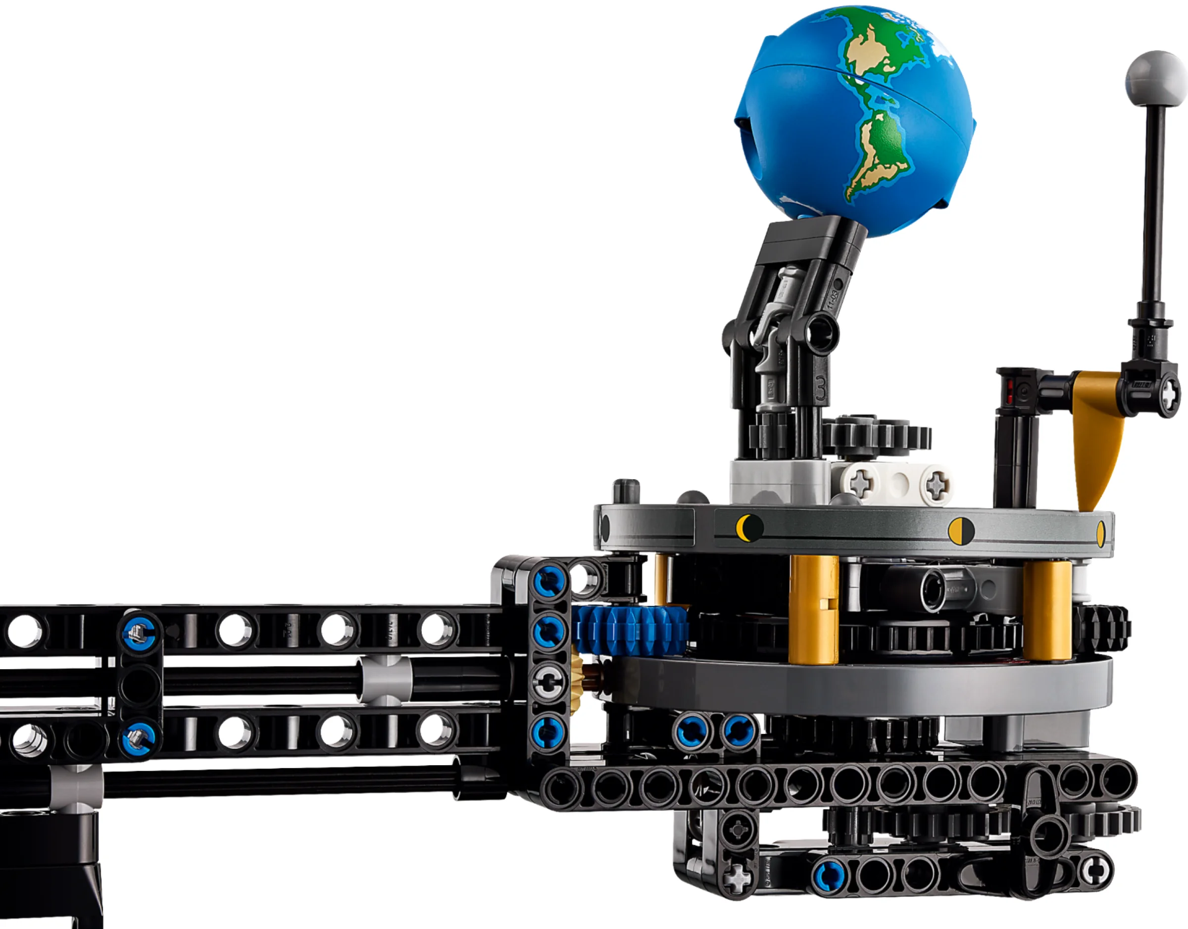 Modelul LEGO Technic cu Pământul, Luna și mecanismele de orbită.