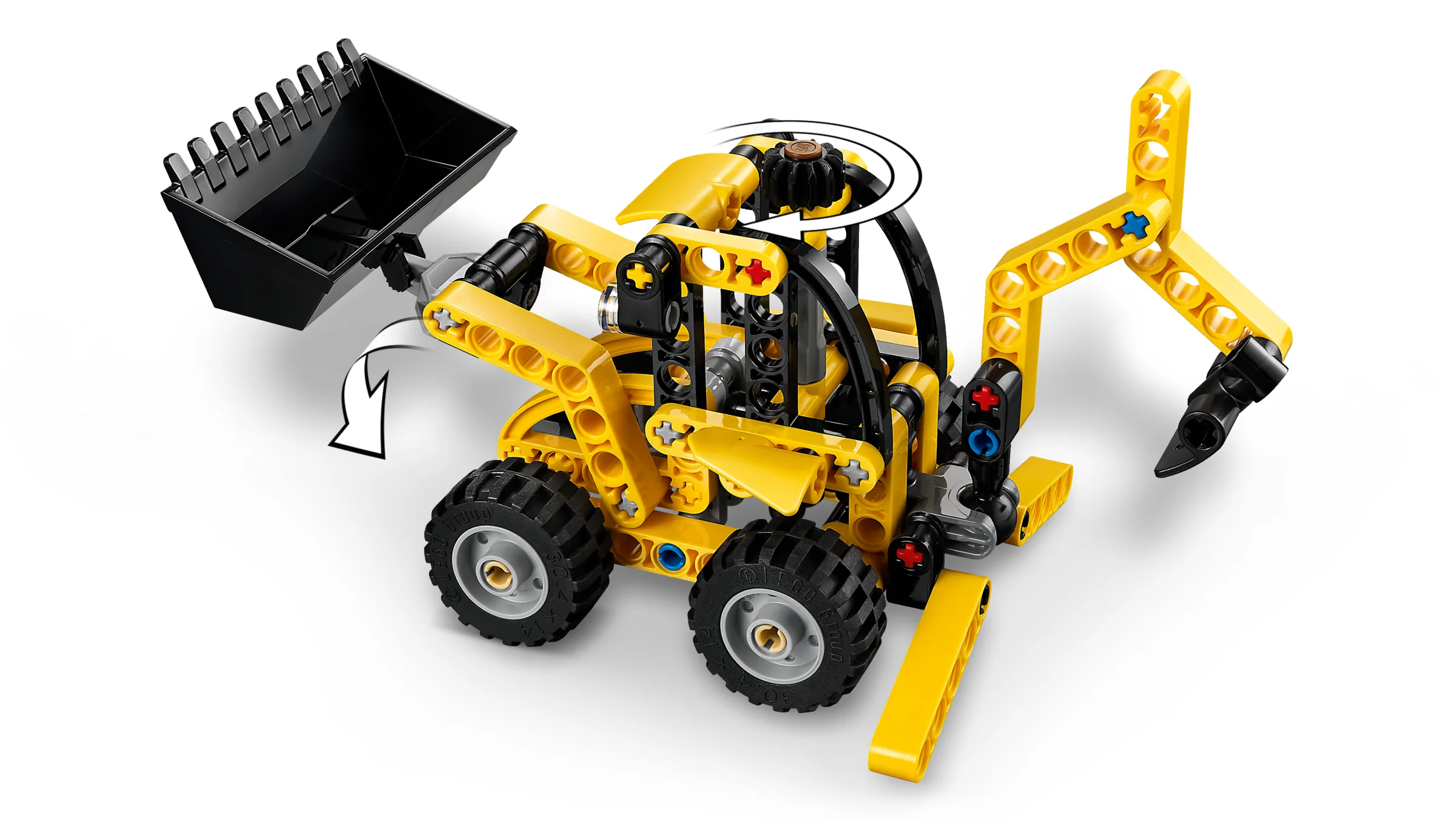Imagine cu excavatorul LEGO Technic 42197, evidențiind funcțiile sale mobile și designul.
