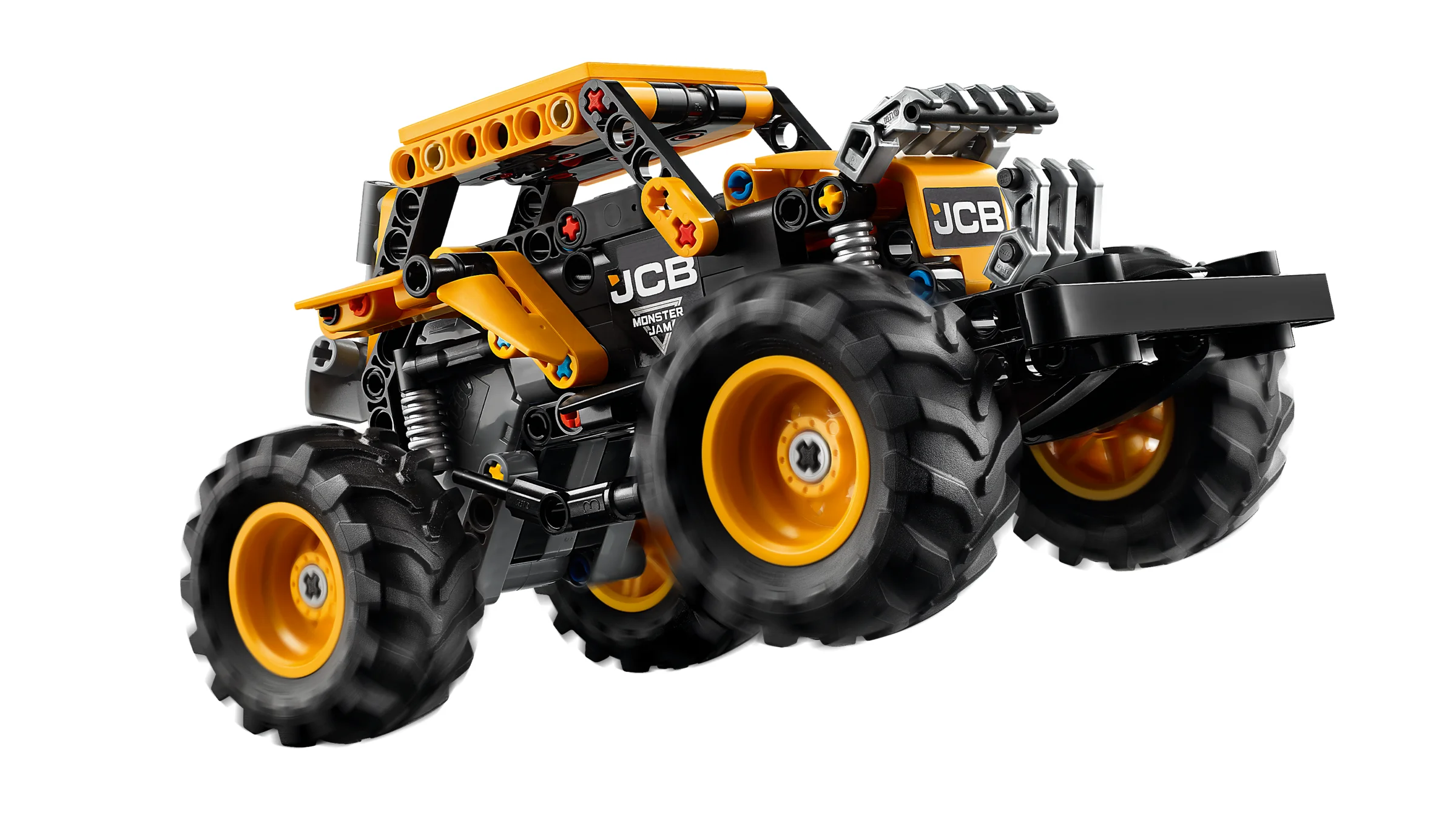Monster Jam DIGatron, mașină de curse robustă, galbenă și neagră.