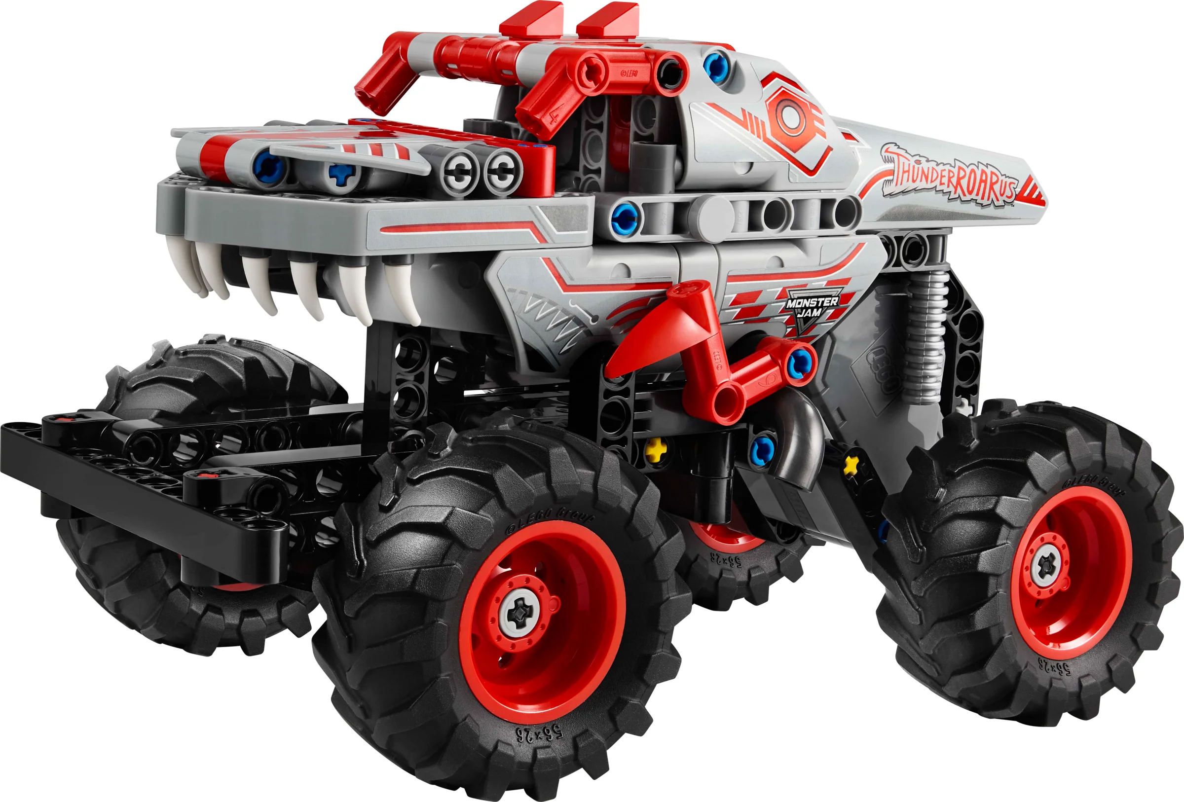 Monster Jam ThunderROARus LEGO Technic. Model detaliat, cu aspect de monstru și roți mari.