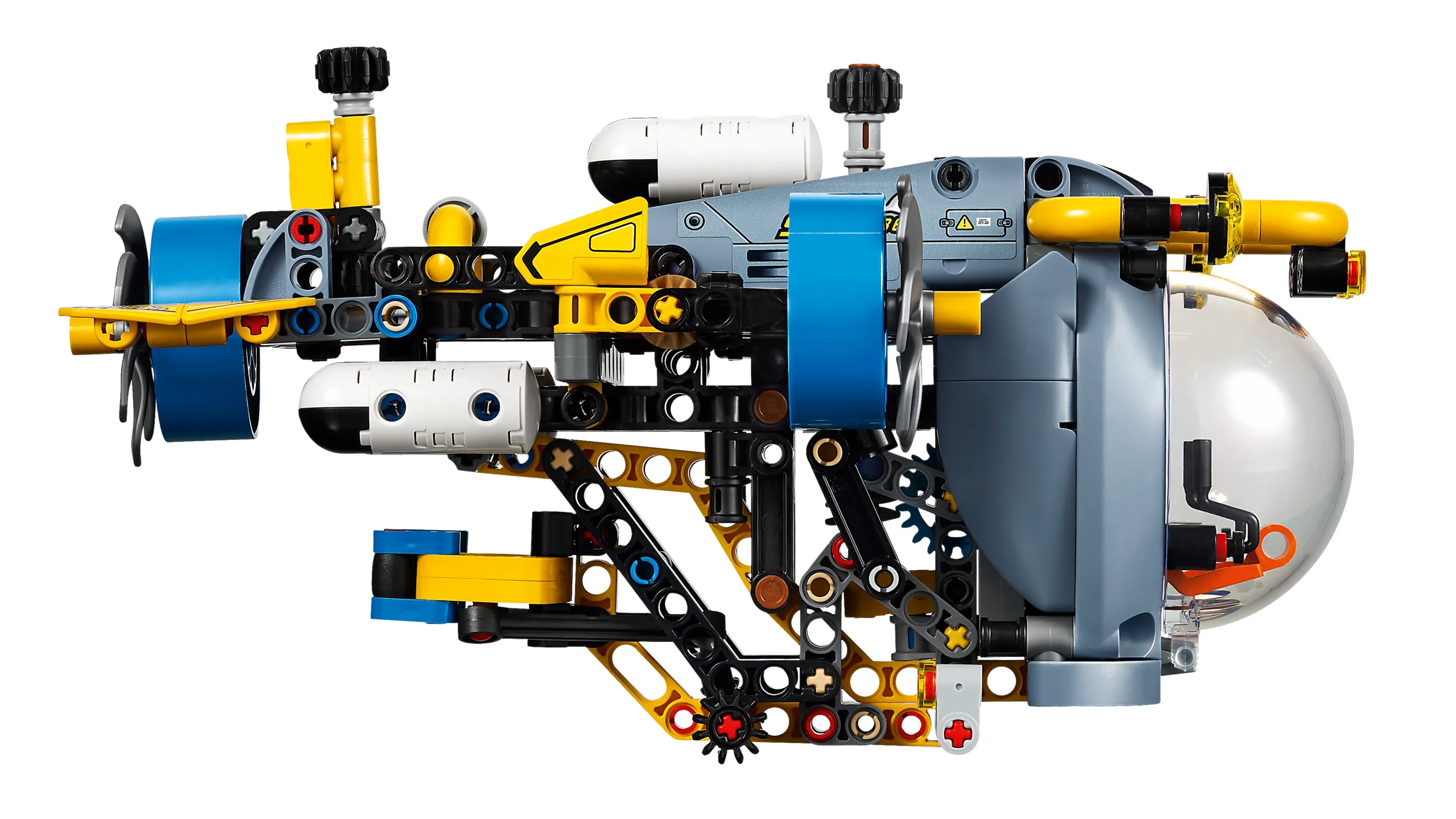 Submarinul de cercetare abisală LEGO Technic, prezentând detalii complexe și culori vii.