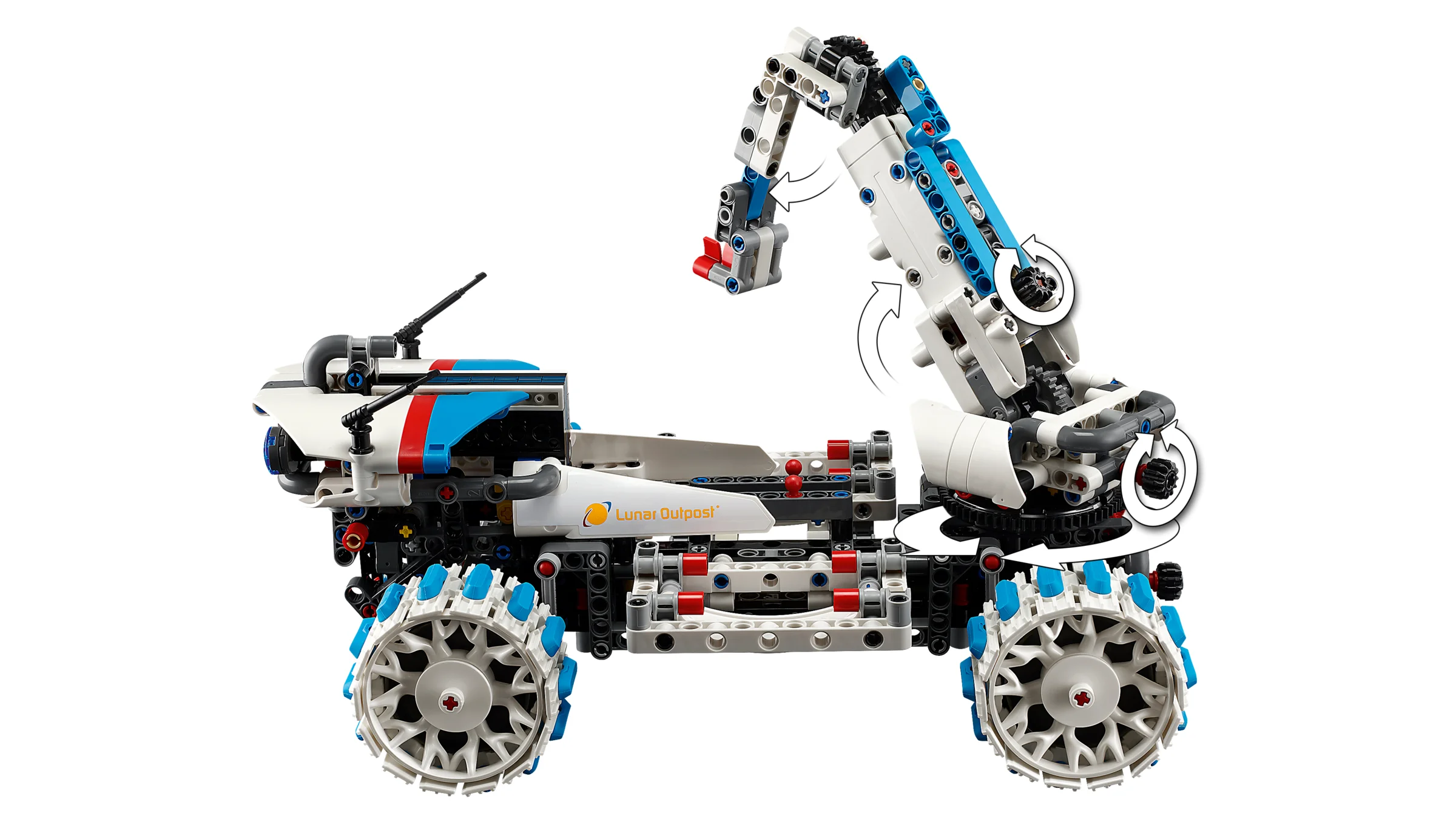 Rover lunar Technic 42211, cu brațul robotic mobil. Construcție detaliată, design complex.