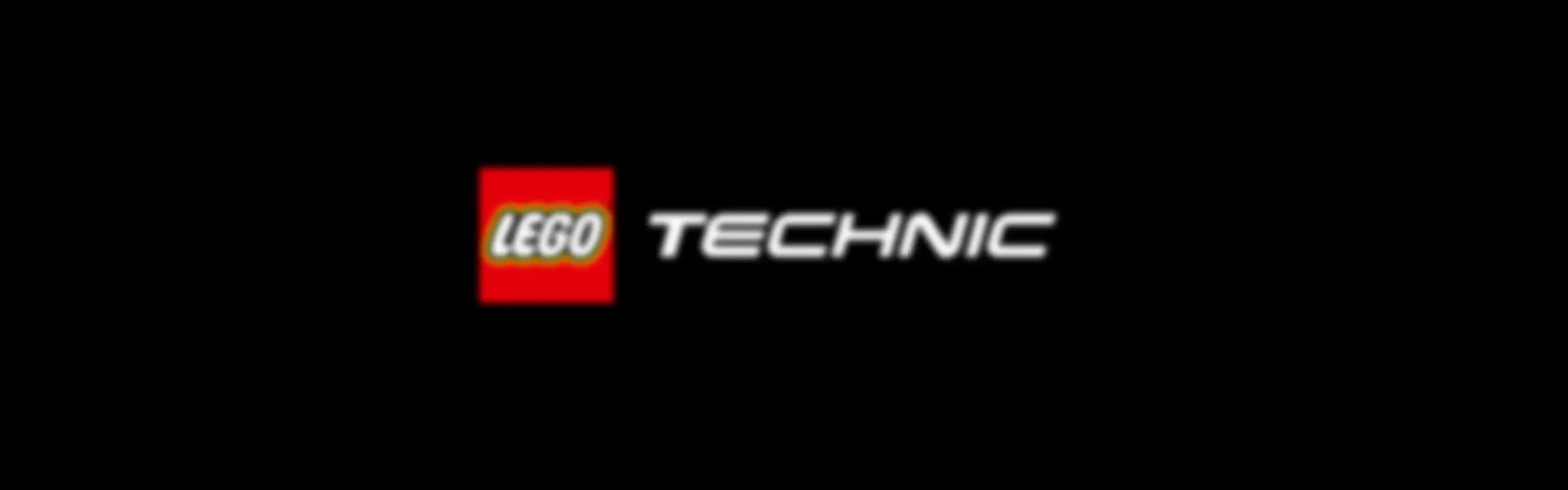 Sigla LEGO Technic pe un fundal negru. Un logo simplu, dar recunoscut.