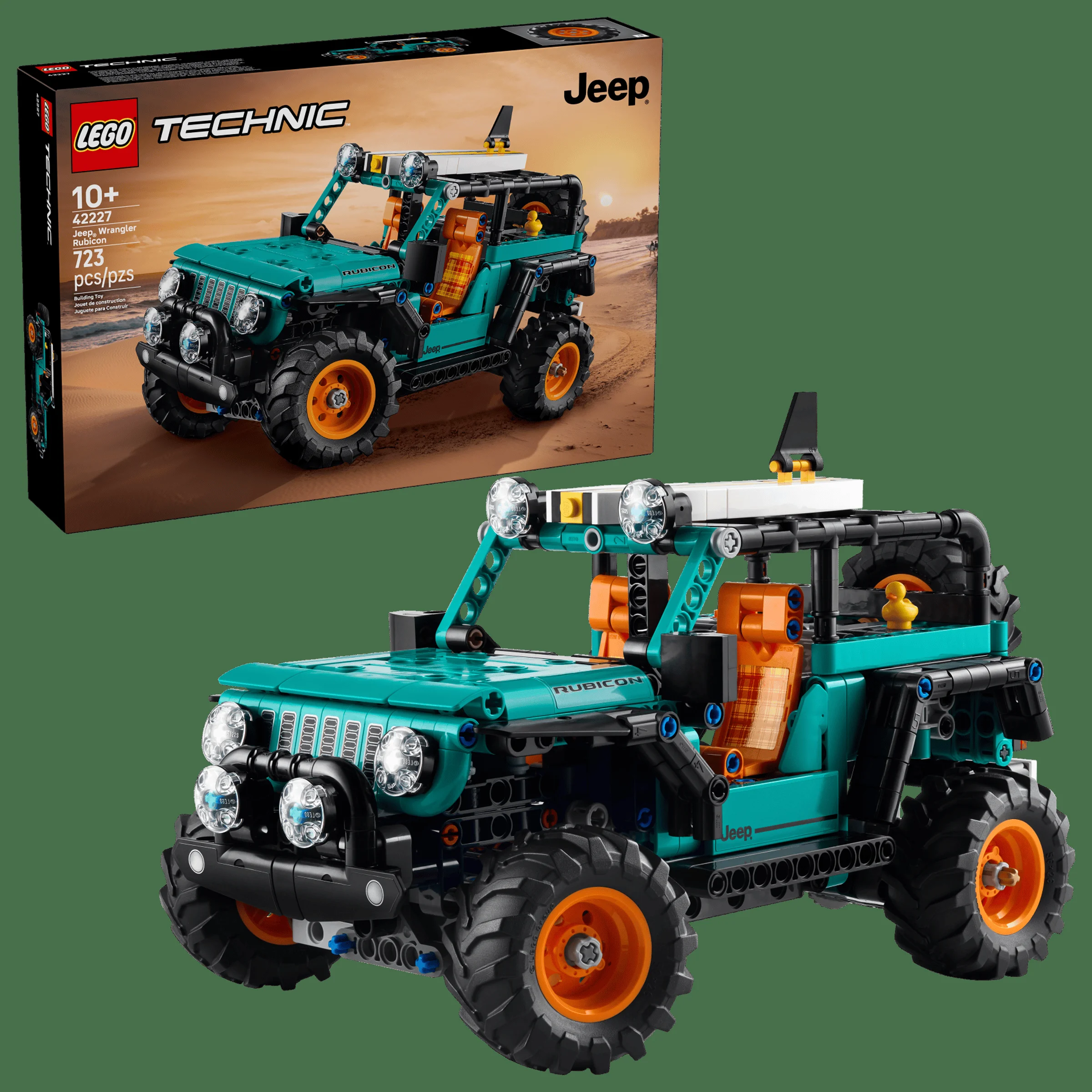 Jeep Wrangler Rubicon LEGO Technic 42227. Vedere produs și cutie. Detalii interesante.