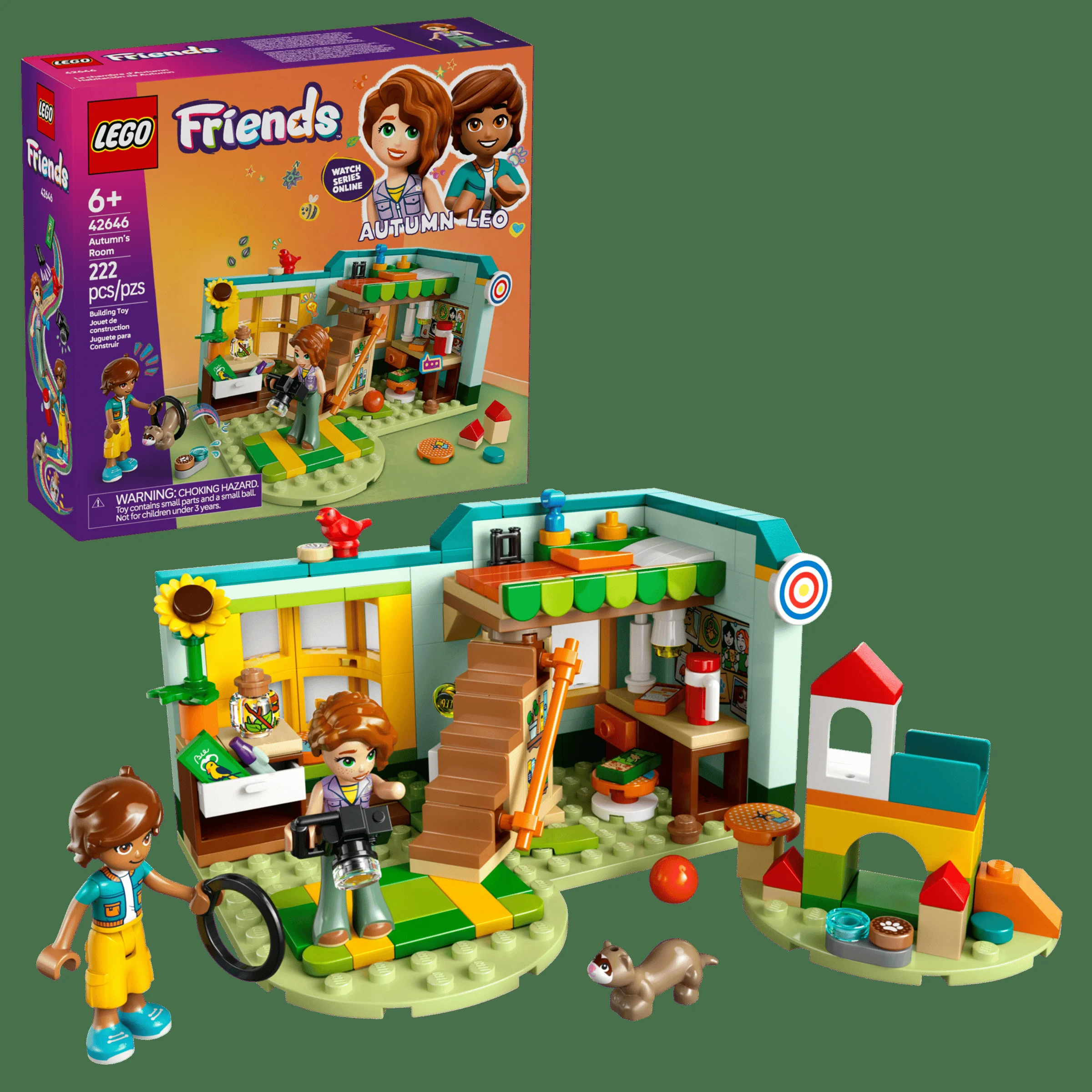 Imagine cu setul LEGO Friends 42646, Camera lui Autumn, cu minifigurine și accesorii.