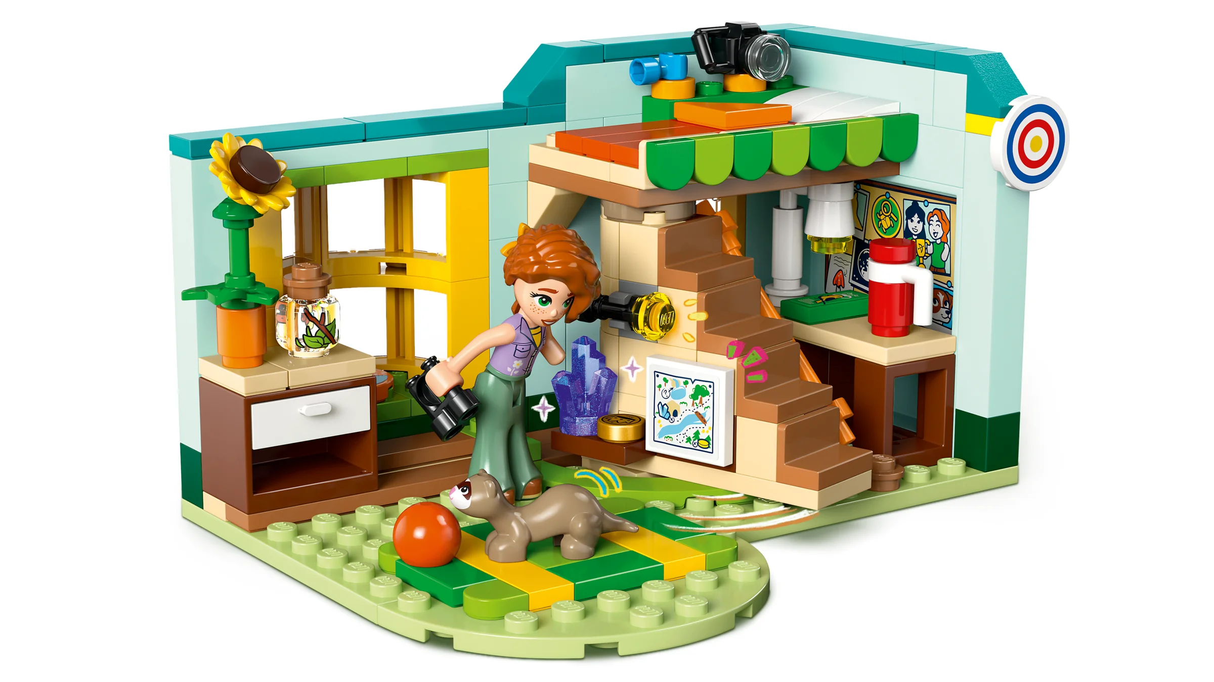 Setul LEGO 42646 prezintă camera lui Autumn cu detalii și accesorii specifice pasiunilor sale.