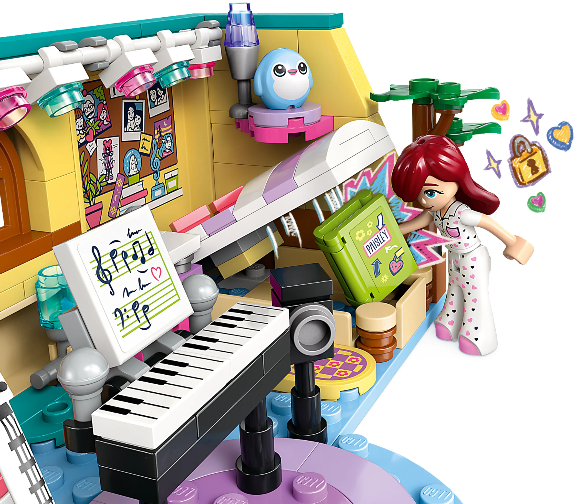 Camera lui Paisley LEGO Friends (42647) cu minifigurina și accesorii muzicale. Set drăguț pentru fani!
