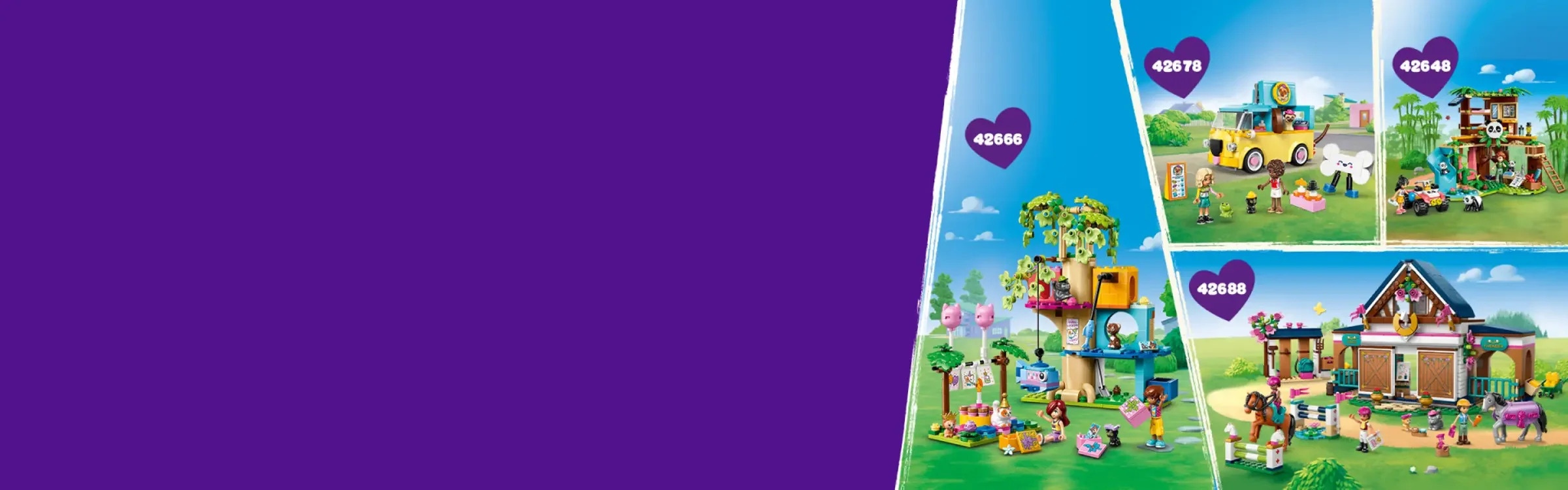 Imagine cu diverse seturi LEGO Friends, inclusiv 42677.