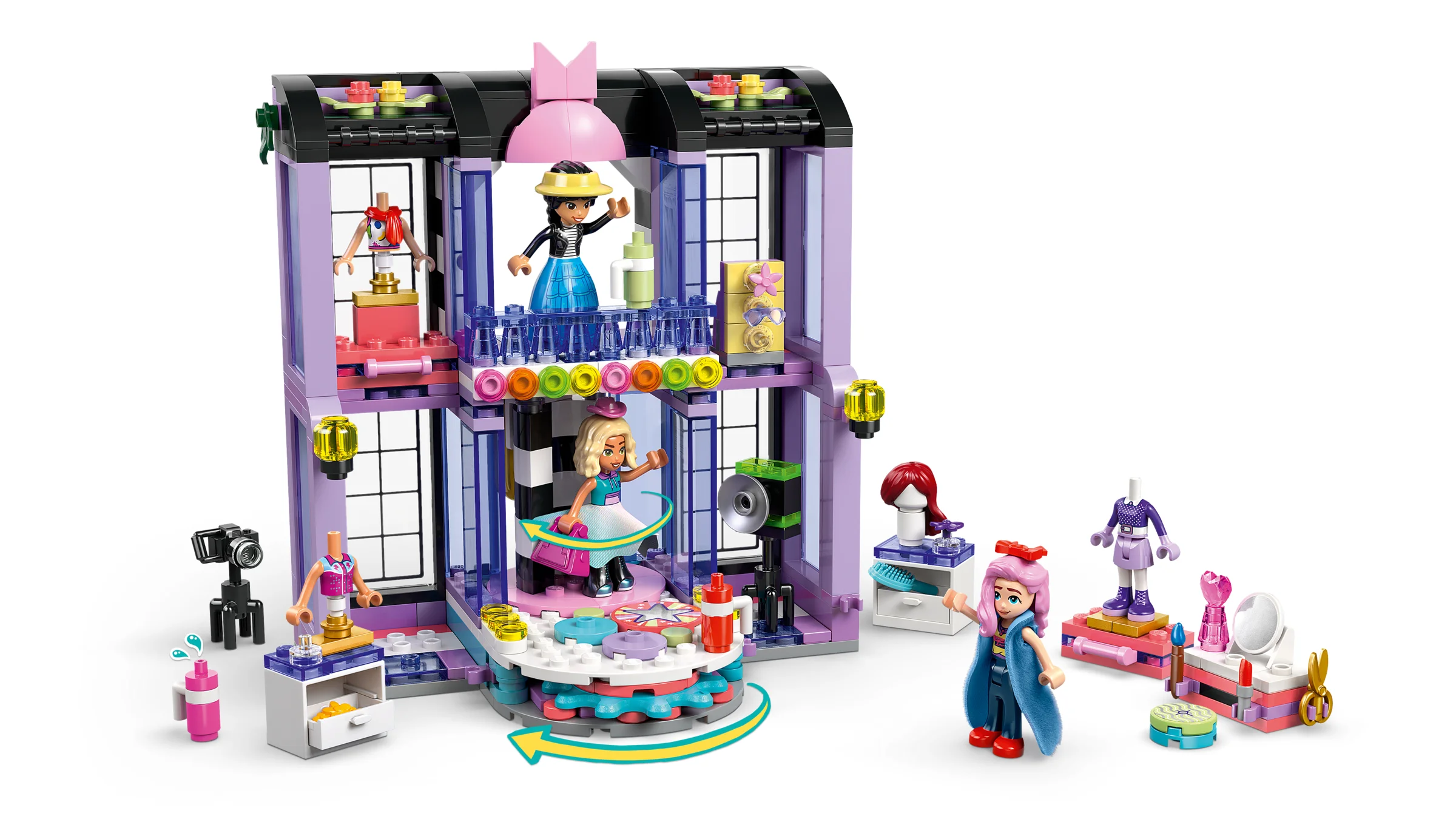 Setul LEGO Friends 42685 prezintă o prezentare de modă colorată din Heartlake City.